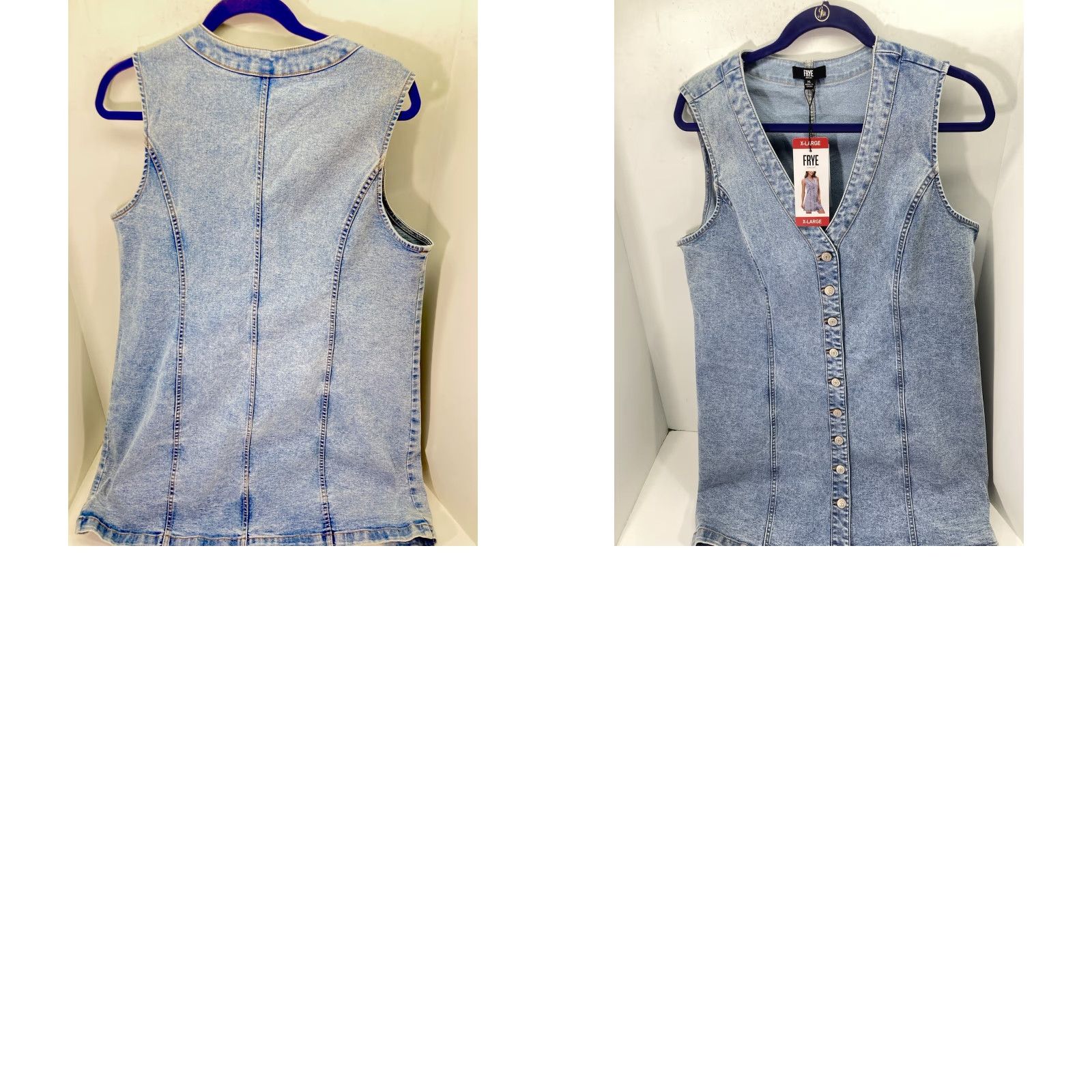 Frye Frye Denim Dress Women XL Blue Metal Button Cotton Stretch Light Wash NWT Dress Midi A-Line Casual Vintage No Mens Womens Girls Size XL / US 12-14 / IT 48-50 - 9 Thumbnail