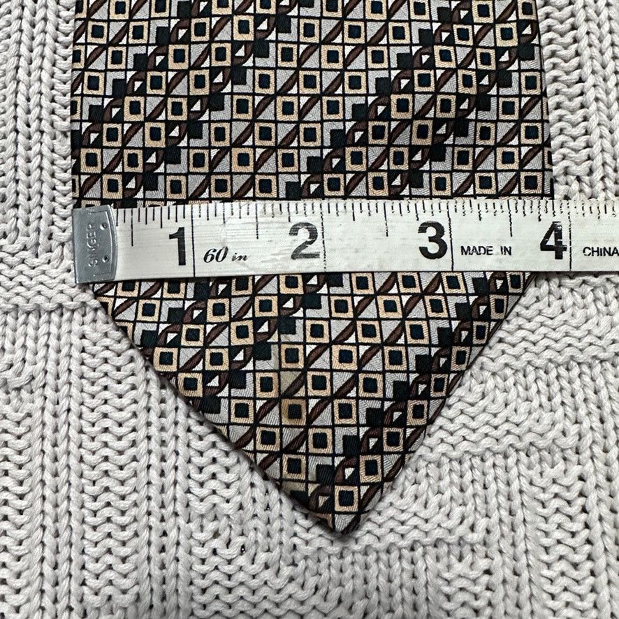 Bloomingdale's Vintage Bloomingdale's brown gray abstract stripe silk tie Size ONE SIZE - 5 Thumbnail