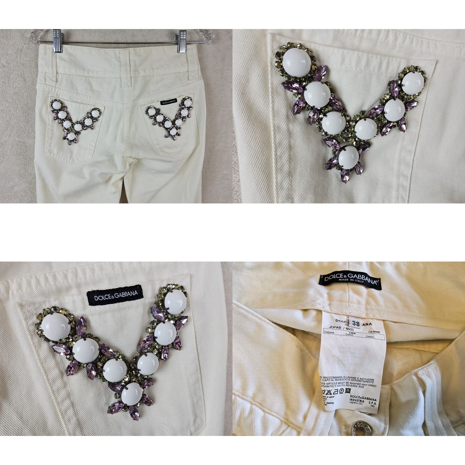 Dolce & Gabbana Dolce&Gabbana Jeans Women Rhinestone Pocket Beige 38 Size 38 Straight Pockets Vintage? (remove question) Size 26" / US 2 / IT 38 - 8 Thumbnail