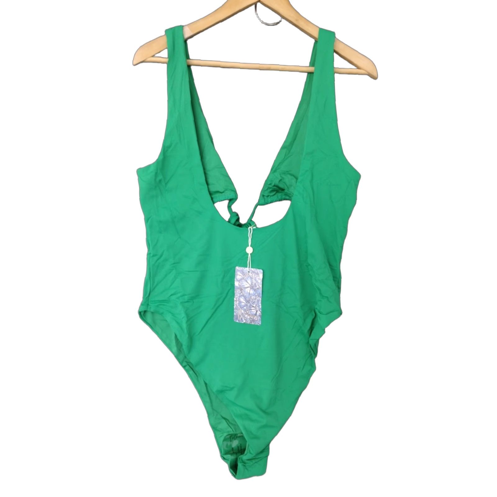 Triangl Toluca Swim One Piece XXL Green - Triangle Waist Wrap Open Tummy Lush Green Swimwear - Sexy, Nylon Spandex, Wide Straps, Plus Size - Women Size ONE SIZE - 1 Thumbnail