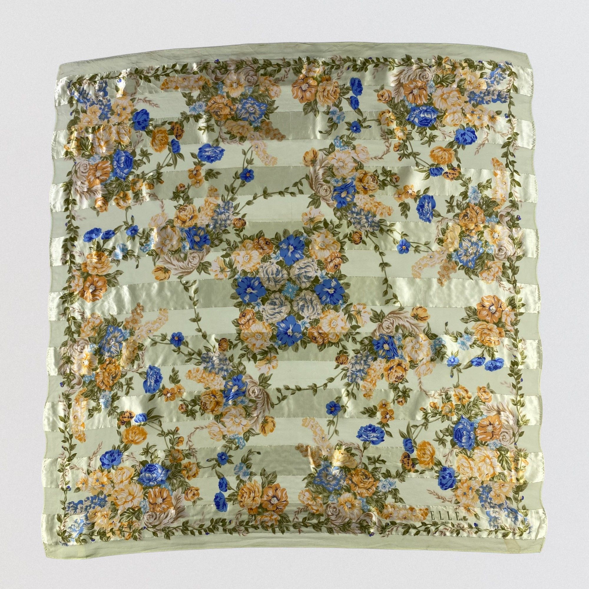 Japanese Brand × Vintage Vintage Elle Paris Floral Silk Scarf SS054 Size ONE SIZE - 1 Thumbnail