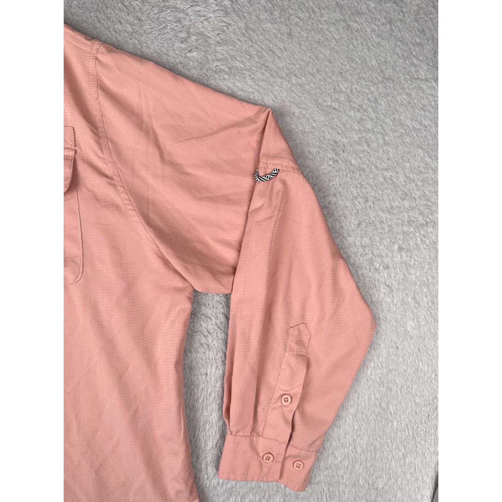 Pinko Shirt Women Extra Large Pink Button Up Vented Fish Angler Long Sleeve Pockets Size XL / US 12-14 / IT 48-50 - 2 Thumbnail