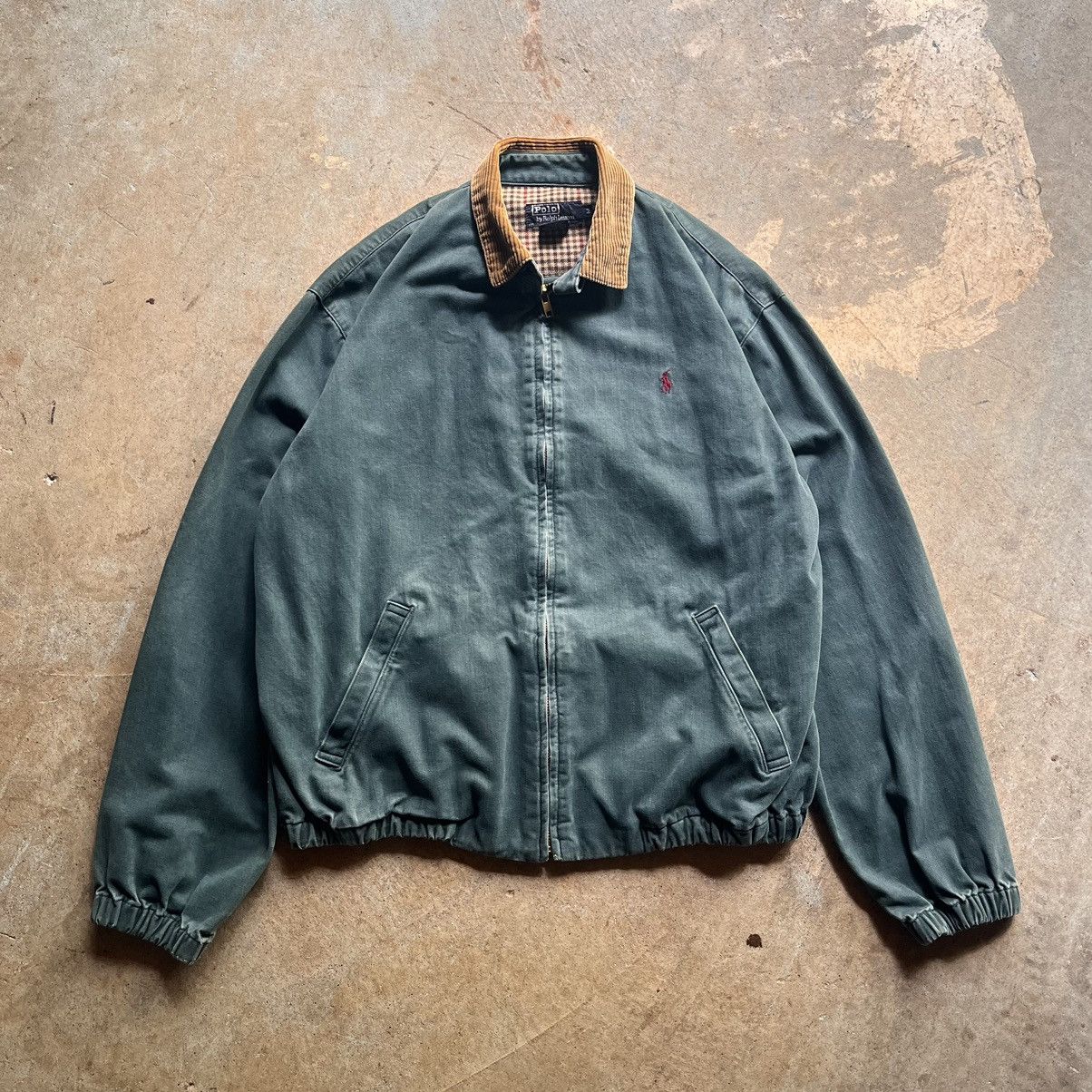 Pre-owned Carhartt X Polo Ralph Lauren Vintage Faded Polo Skater Grunge Casual Work Outdoors Jacket In Faded Dark Green