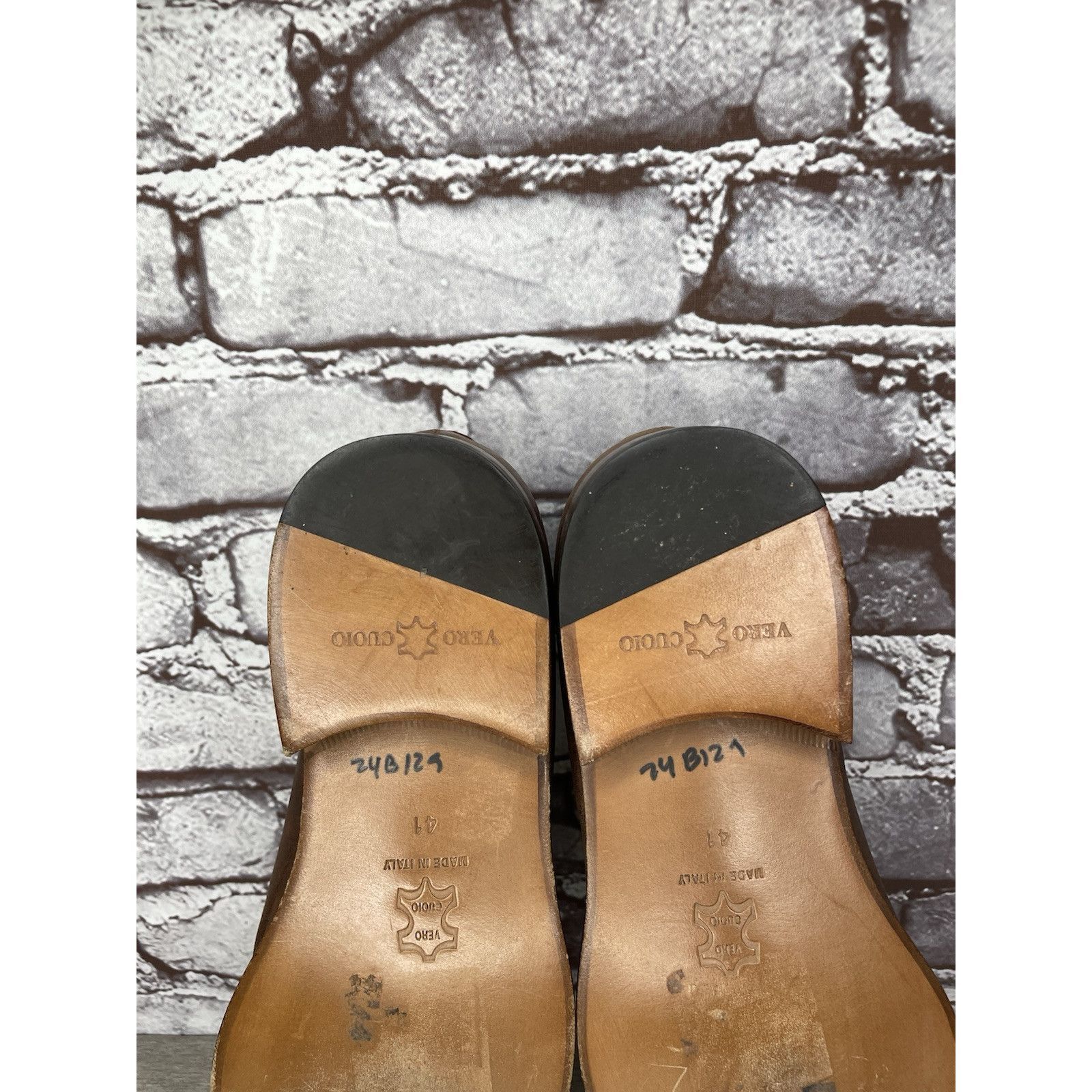 Other Marco Delli Brown Leather Shimmer Square Toe Loafers Dress S Size US 8 / EU 41 - 8 Thumbnail