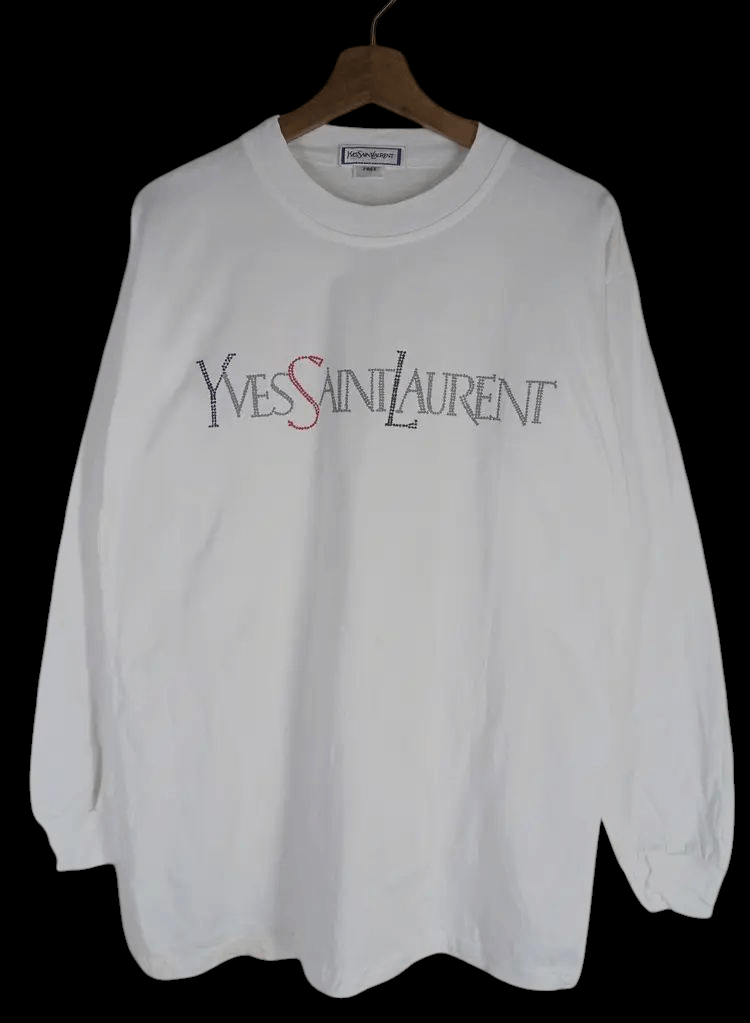 Yves Saint Laurent Vintage Yves Saint Laurent Spellout Logo Long Sleeve Tshirt Size US M / EU 48-50 / 2 - 2 Thumbnail