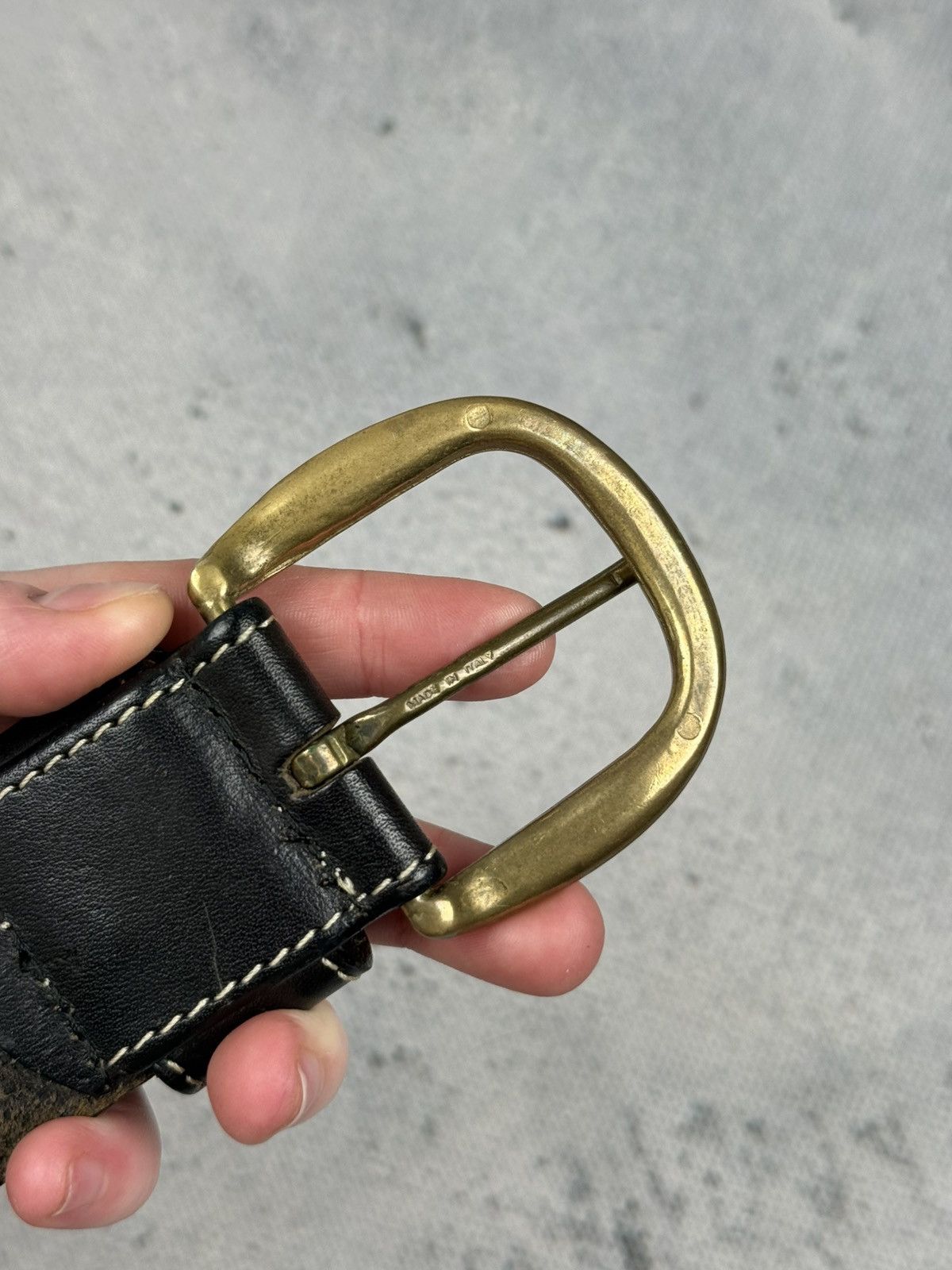Vintage Vintage Italian Leather Belt Brass Hardware Statement Piece Size ONE SIZE - 7 Thumbnail