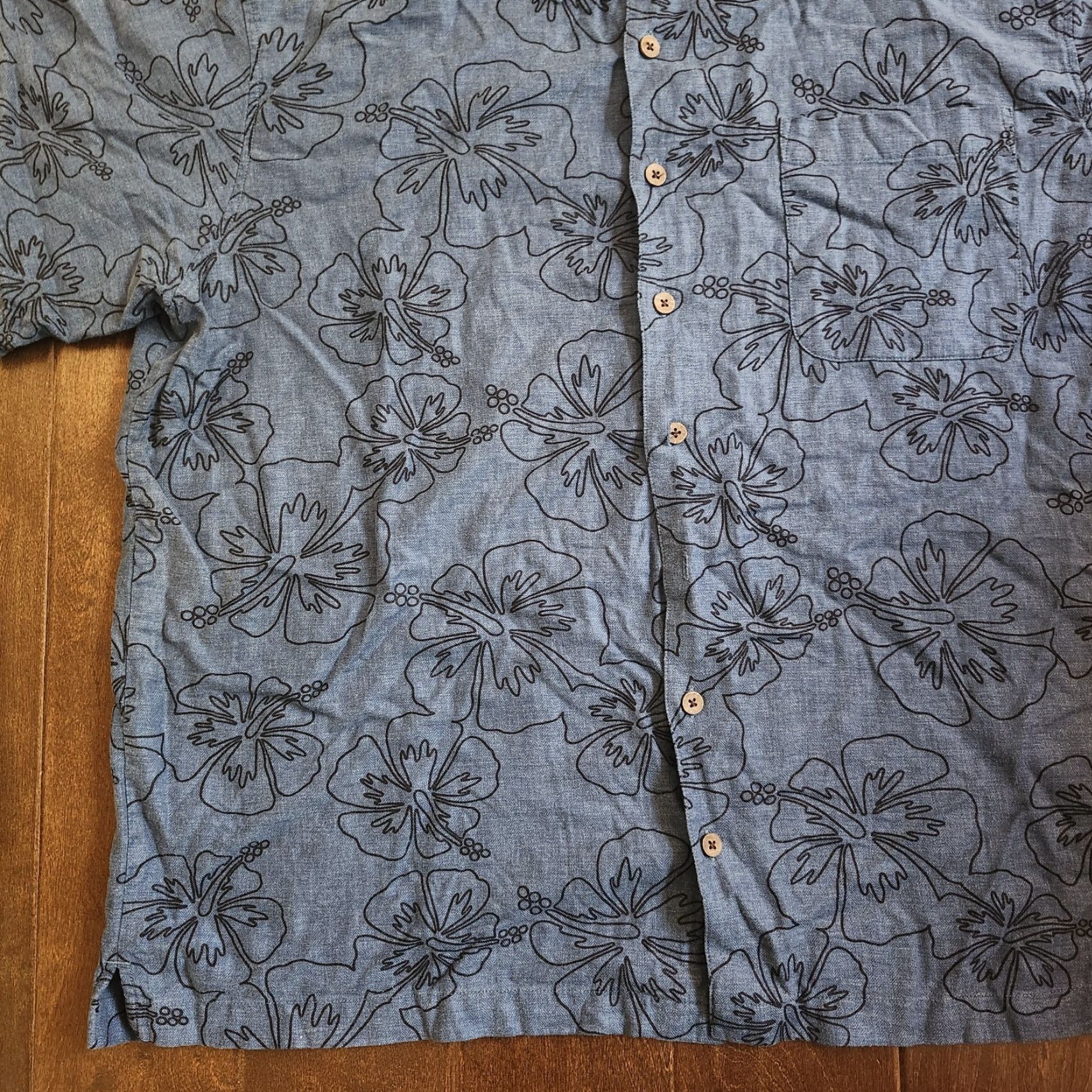 High Sierra High Sierra Shirt Floral Short Sleeve Button-Up XL Teens Boys Blue Linen Rayon Summer Spring Fall Moment Size US XL / EU 56 / 4 - 6 Thumbnail