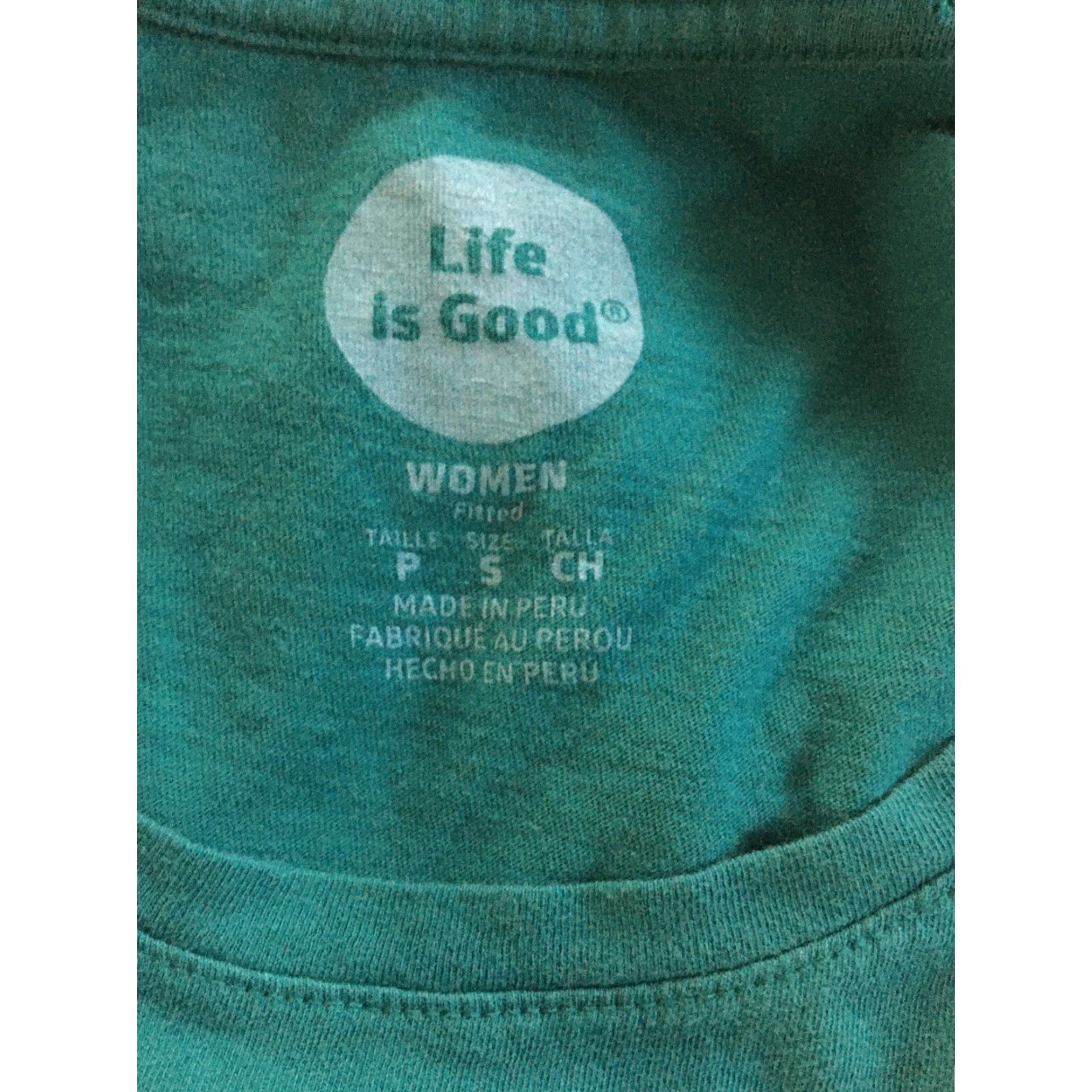 Life is Good Life is Good T-Shirt Shirt Women Small S Teal Green Floral Cotton Round Neck Short Sleeve Casual Everyday is Start of Something Beautiful Size S / US 4 / IT 40 - 3 Thumbnail