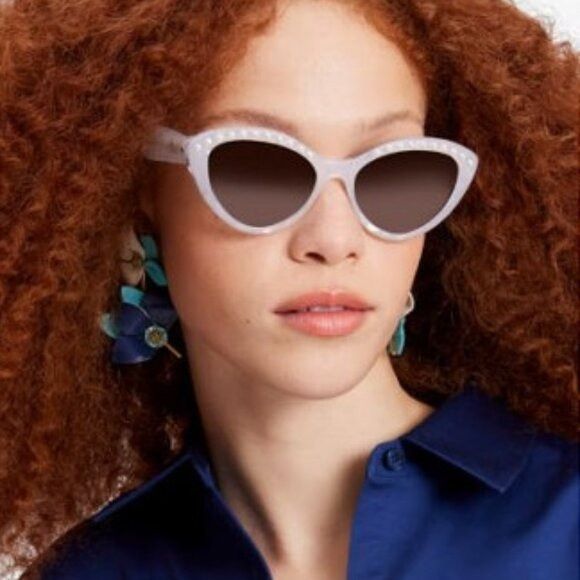 Kate Spade 🕶️New Kate Spade JUNI/G/S PEARL 0VK6 HA White Sunglasses Size ONE SIZE - 2 Thumbnail