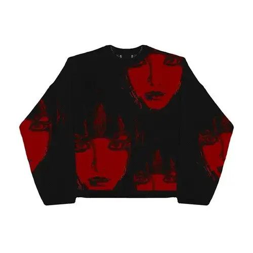 VIBE Harajuku Knitted Sweater Faces Portrait Size US L / EU 52-54 / 3 - 3 Thumbnail