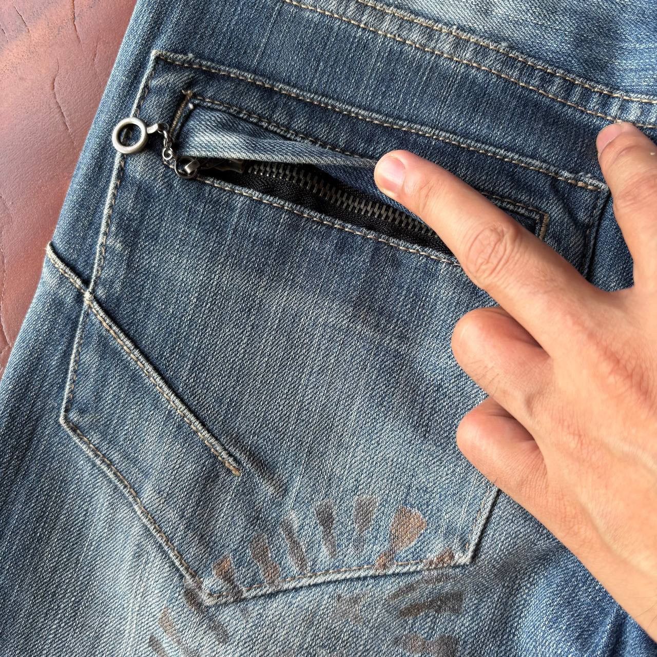 PPFM PPFM Biker Multipocket Zipper Stud Blue Jeans Pants Size US 31 - 13 Thumbnail