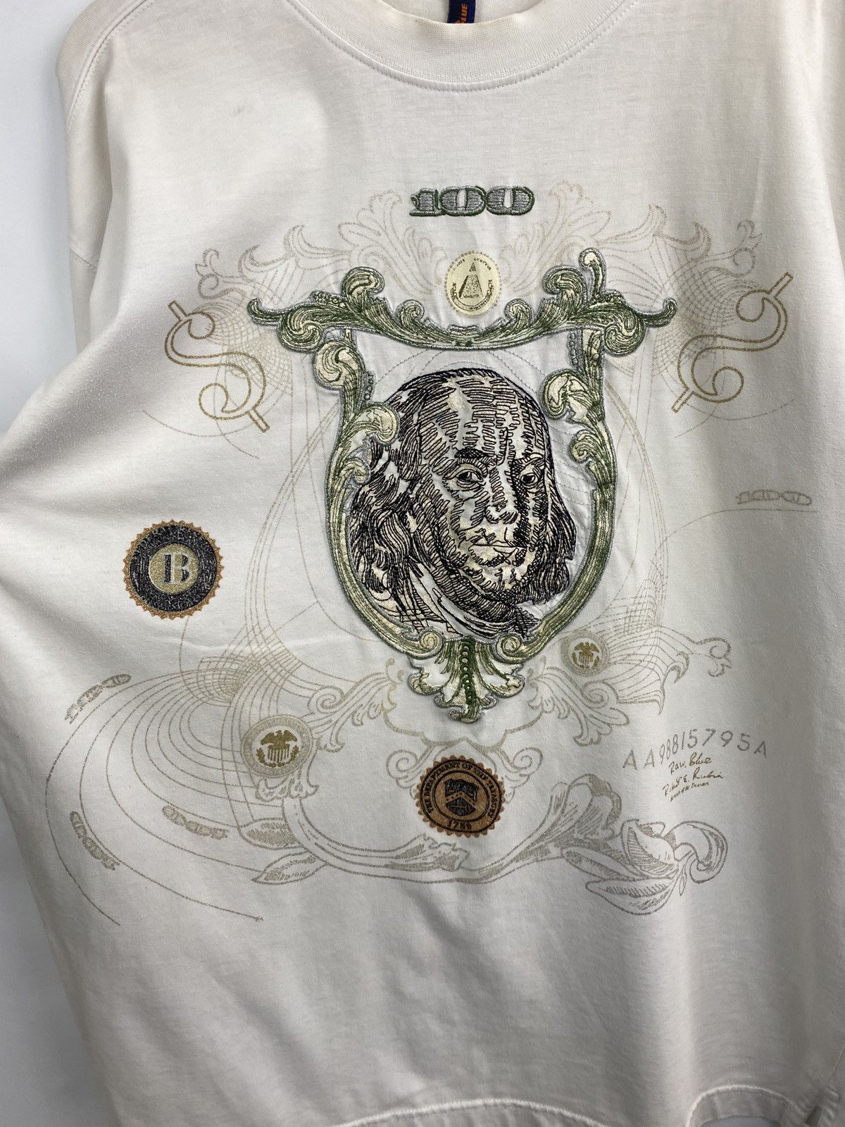 4GSELLER 💸 Vintage 90s Benjamin Franklin 100 Hundred Dollar T-Shirt Size US XL / EU 56 / 4 - 4 Thumbnail