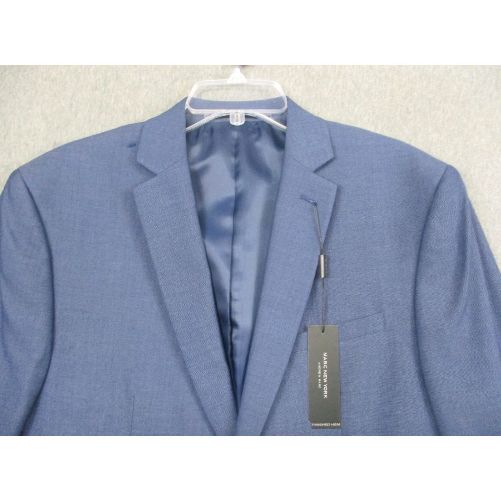 Vintage Marc New York Andrew Marc Blazer Mens 42R Casselman Blue Stretch Suit Jacket 2 Piece Notch Lapel Two-Button Casual Formal Business Size 42R - 2 Thumbnail