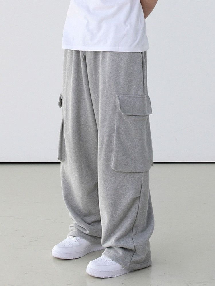 Japanese Brand Gray Baggy Cargo Sweatpants Size US 31 - 1 Thumbnail