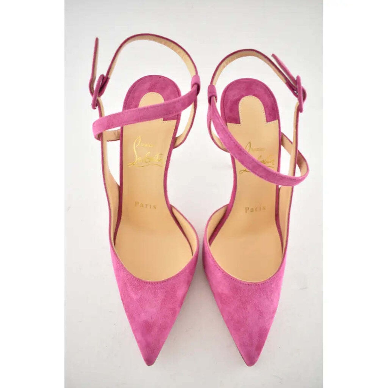 Christian Louboutin Jenlove 100 Grenat Pink Ankle Strap Pointed Heel Pump 40 Size US 10 / IT 40 - 7 Thumbnail
