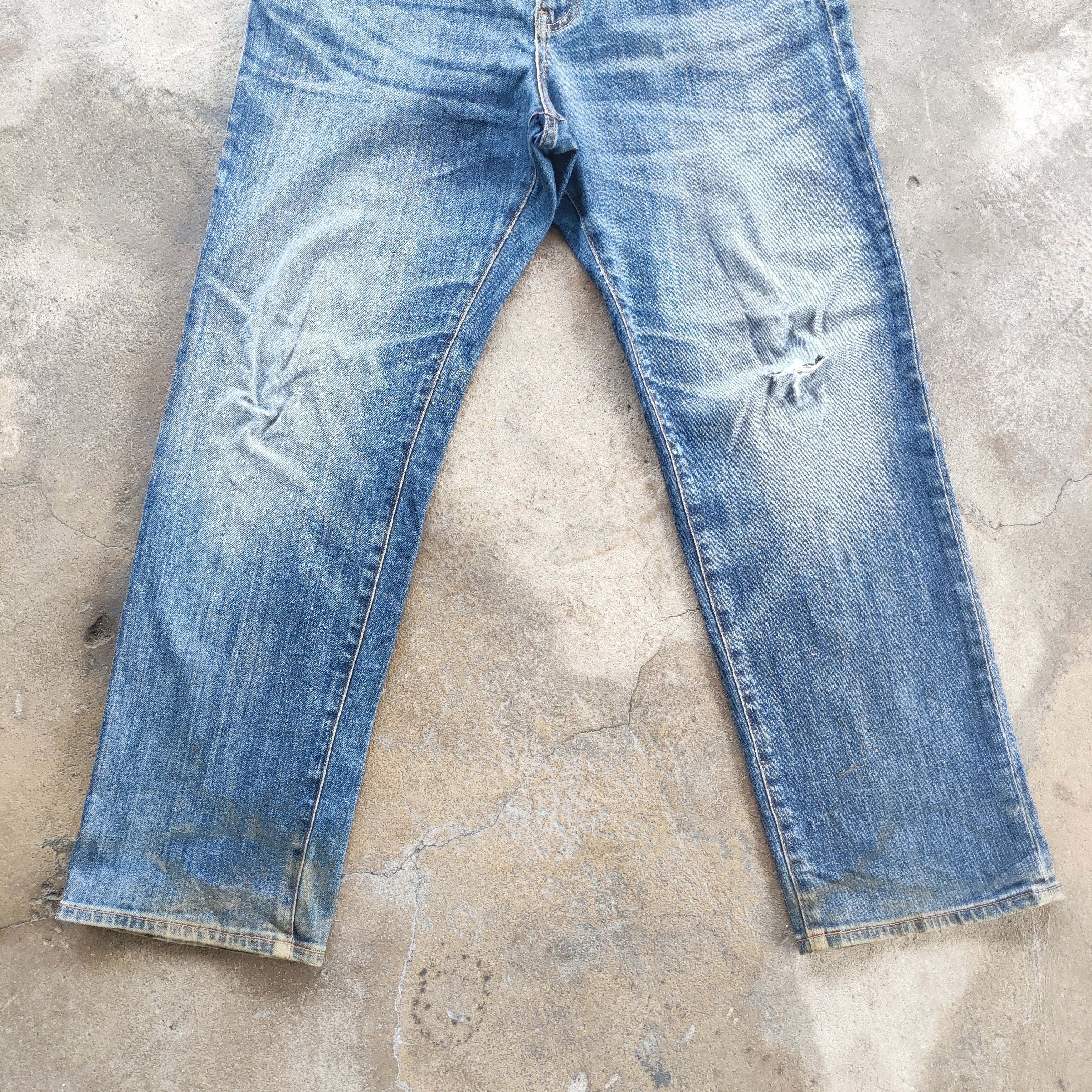 Japanese Brand Vintage Japanese Brand Straight Cut Jeans Faded Ripped Pants Size US 33 - 4 Thumbnail
