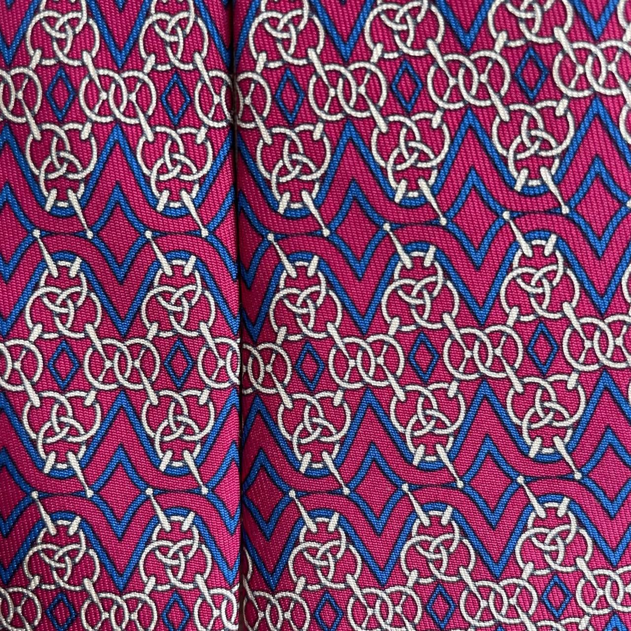 Hermes Paris Silk Tie 7756 FA Chains Red