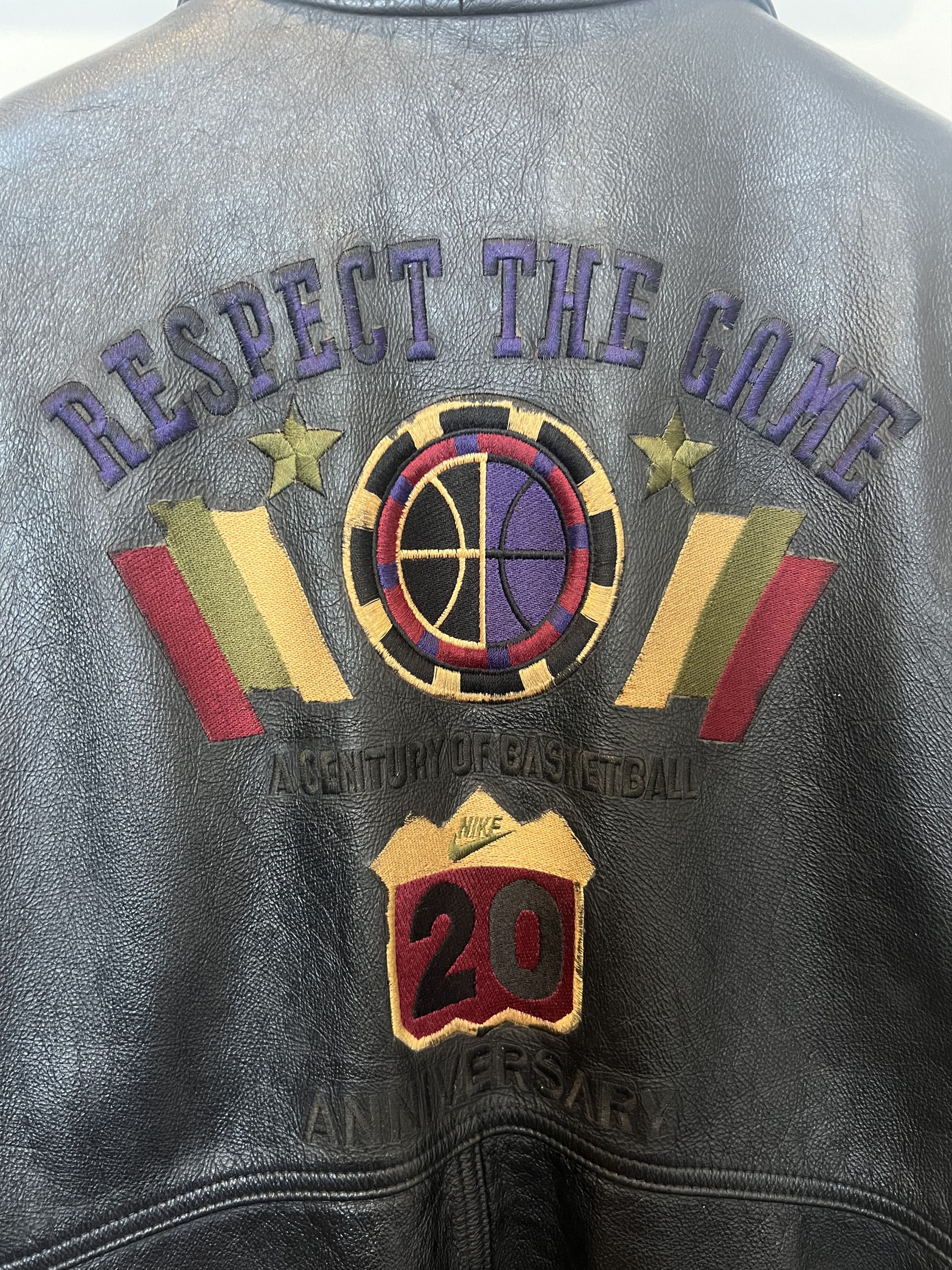 Nike 90s Nike 20thAnniversaryBasketball Leather jacket LimitedEd. Size US L / EU 52-54 / 3 - 3 Thumbnail