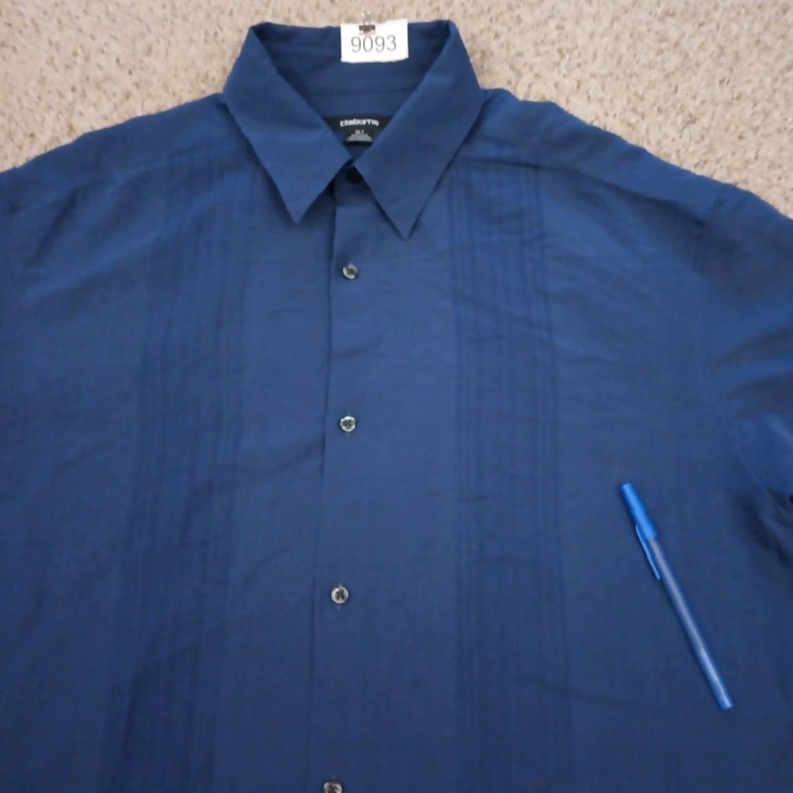 Liz Claiborne Claiborne Shirt Mens XLT Blue Striped Short Sleeve Button Up Polyester Blend Size US XL / EU 56 / 4 - 3 Thumbnail