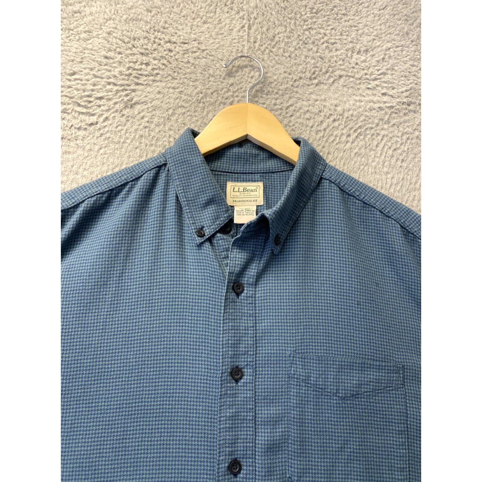 Vintage L.L. Bean Shirt Men Large Green Cotton Houndstooth Button 14526 Size US L / EU 52-54 / 3 - 3 Thumbnail