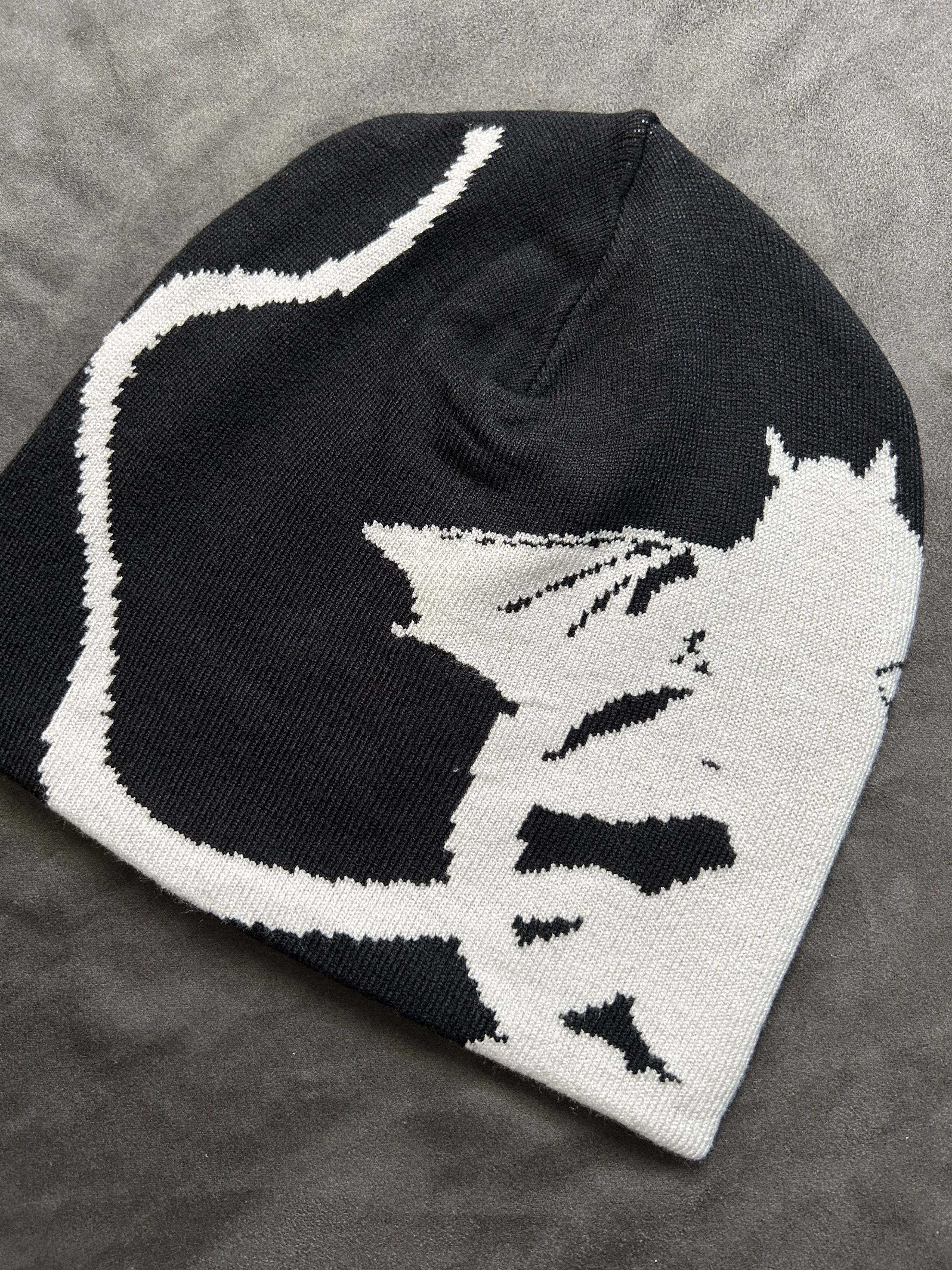 Japanese Brand Rare Little Devil Graphic Design No Cuff Beanie Hat Black OS Size ONE SIZE - 2 Thumbnail