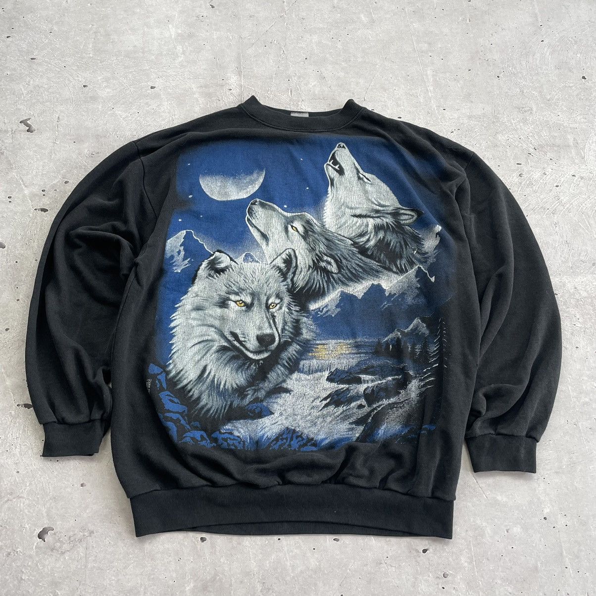 Other × Vintage Vintage 90’s Wolf All over print Sweatshirt y2k Size US L / EU 52-54 / 3 - 3 Thumbnail