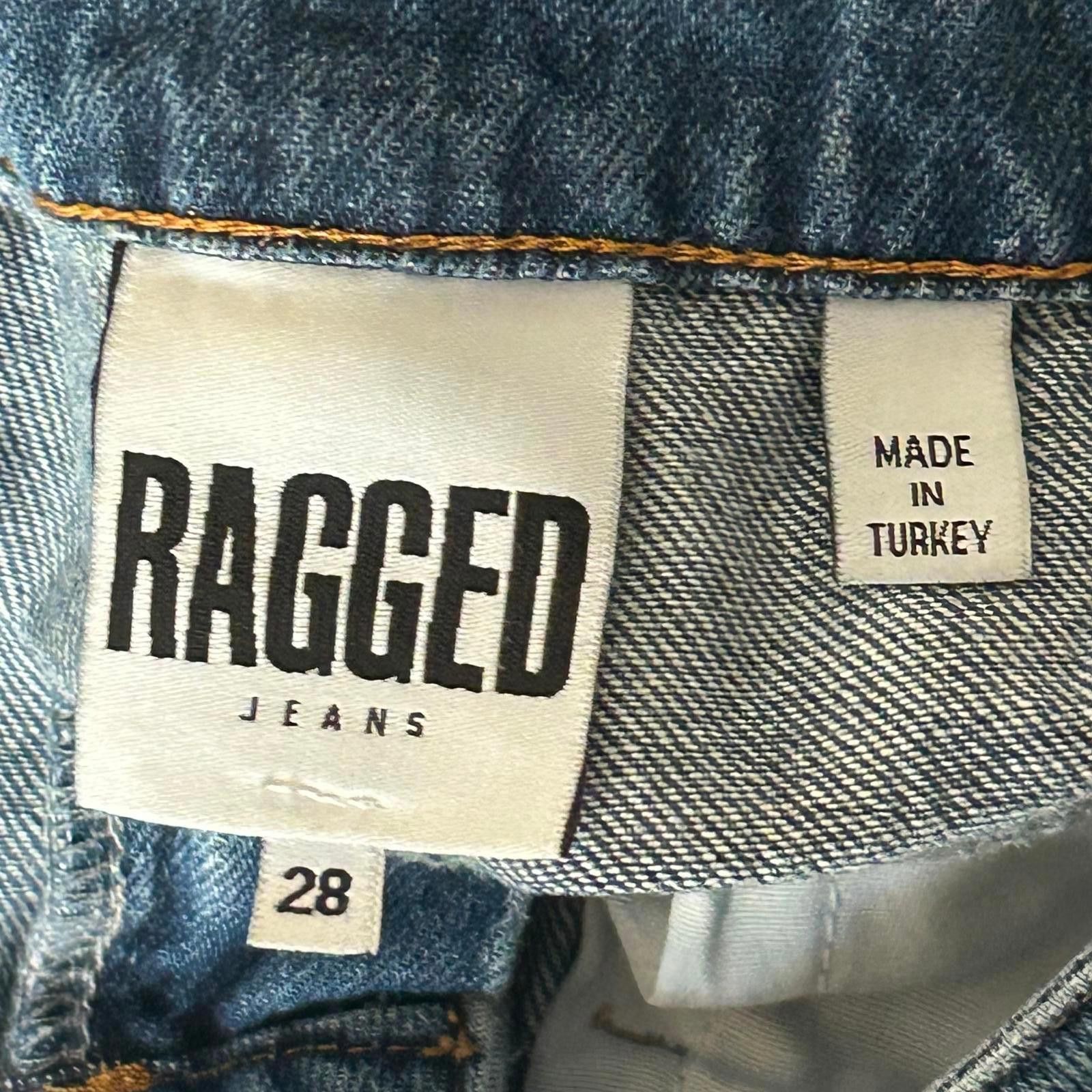 Designer Ragged Jeans Size 28 Colorblock Straight Leg Frayed Denim Size 28" / US 6 / IT 42 - 5 Thumbnail