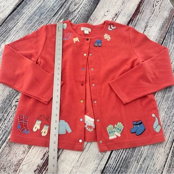 Other Vintage 2003 Christopher & Banks Coral Knit Cardigan with Wi Size M / US 6-8 / IT 42-44 - 8 Thumbnail