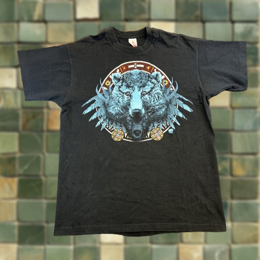 Fruit Of The Loom VINTAGE 90s Bear Wildlife T-Shirt XL Unisex Short Sleeve Cotton USA Nature Animal Fruit of the Loom Grunge Graphic Tee Size US XL / EU 56 / 4 - 1 Thumbnail