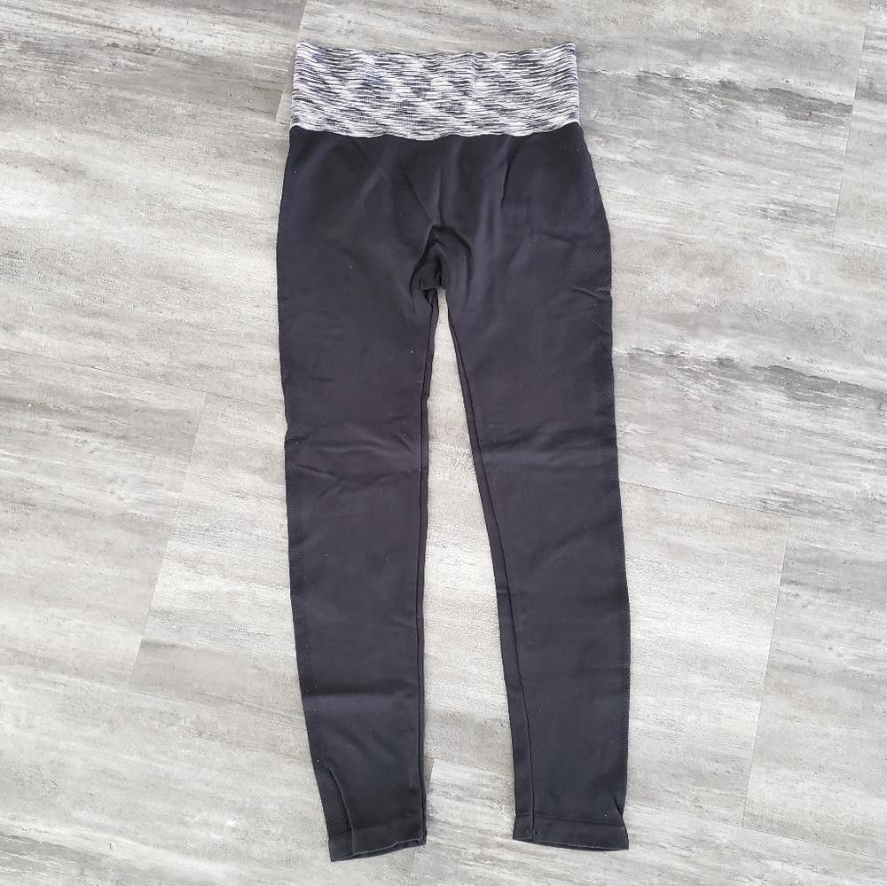 Designer Black Grey Band Detailed Thin Legging Size 32" / US 10 / IT 46 - 1 Thumbnail