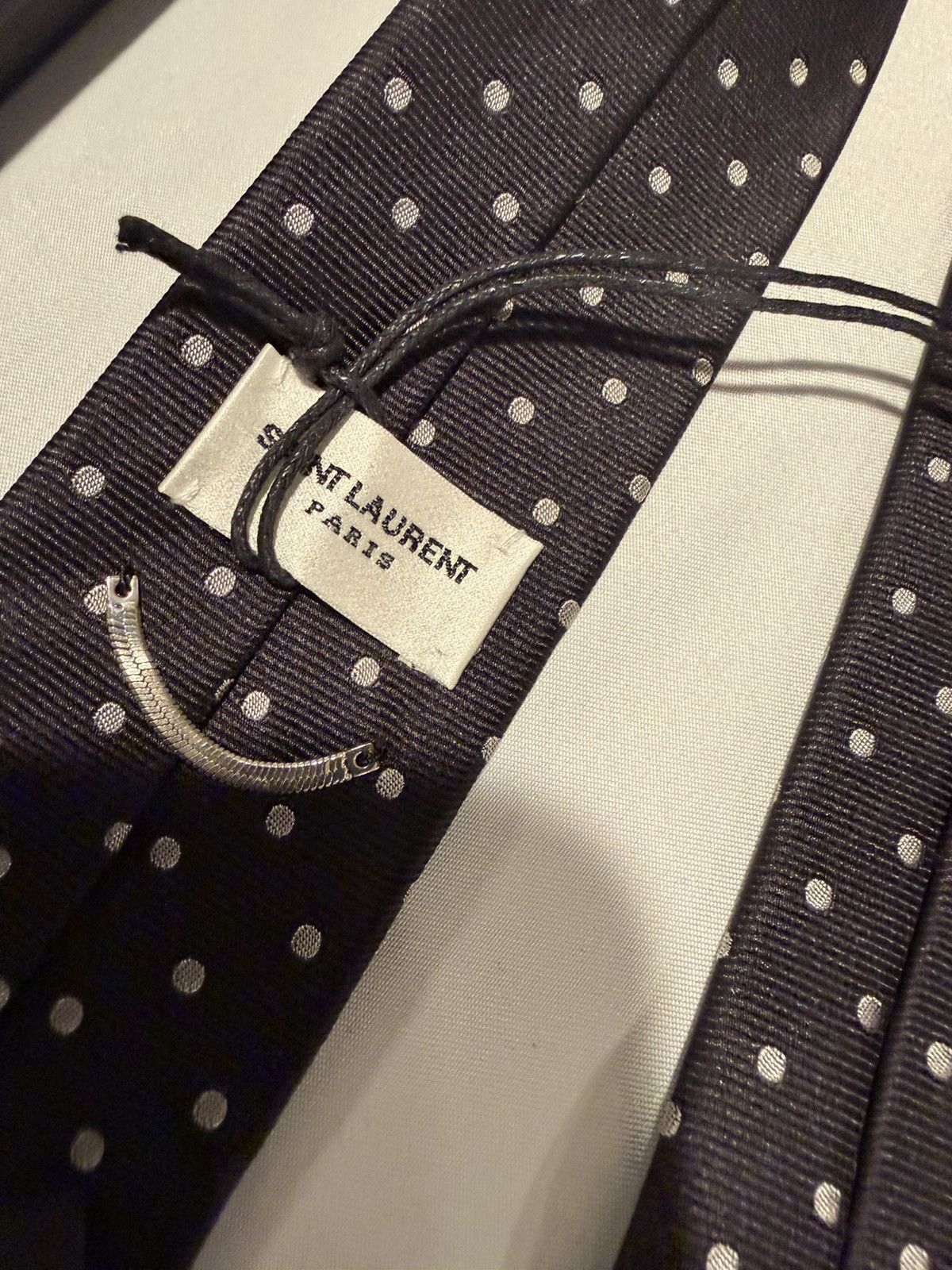 Saint Laurent Paris Saint Laurent dotted skinny tie. Size ONE SIZE - 4 Thumbnail