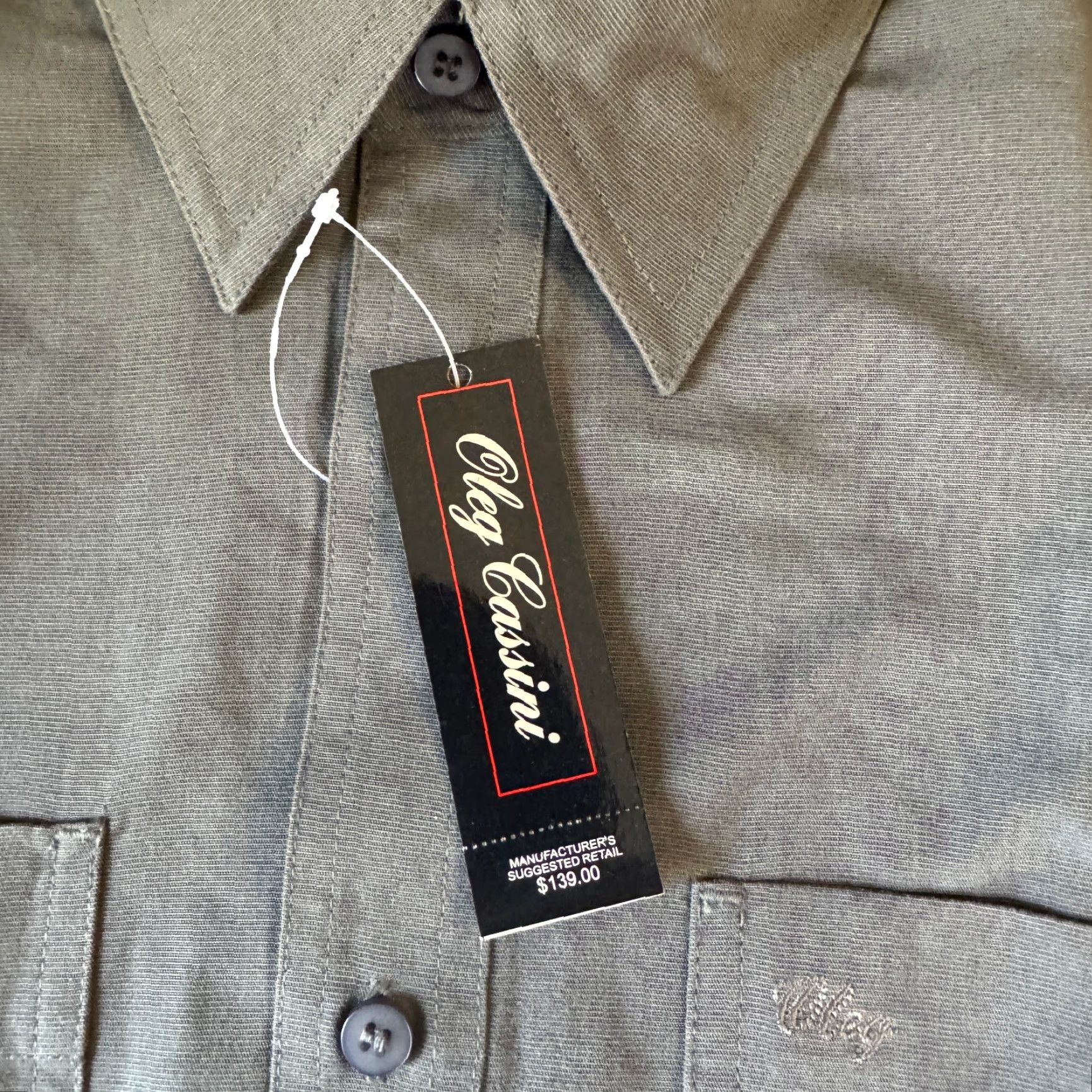 Oleg Cassini Oleg Cassini Shirt Men XL Gray Long Sleeve Button-Up NWT Size US XL / EU 56 / 4 - 3 Thumbnail