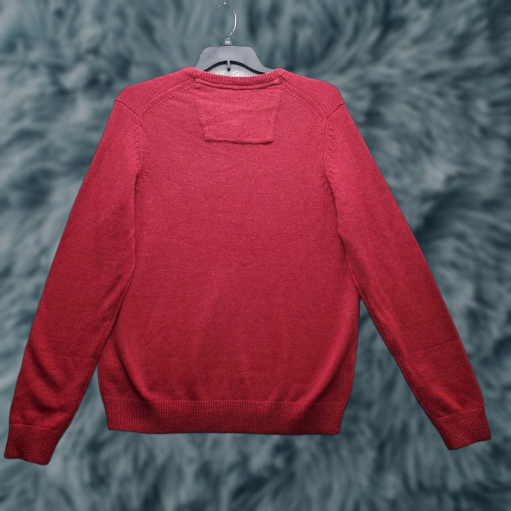 Izod IZOD Sweater Mens L Dark Red Long Sleeve V-Neck Ribbed Cuff Hem Pullover Size US L / EU 52-54 / 3 - 1 Thumbnail