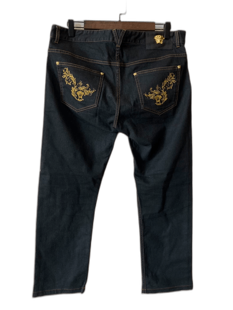 Versace Designer Men's Denim Pants with Embroidery Size US 34 / EU 50 - 1 Thumbnail