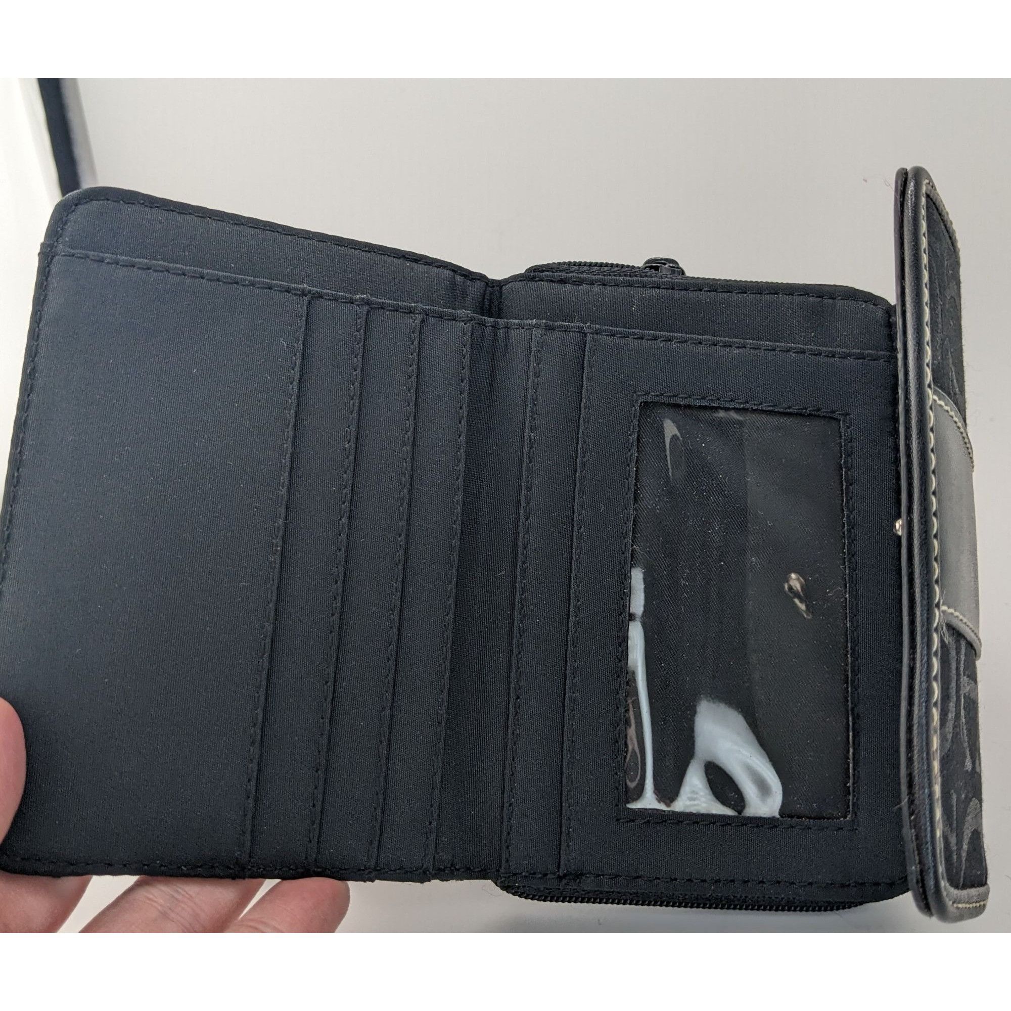 Etienne Aigner Etienne Aigner Black Monogram Canvas Wallet 5"x4"x1" With Sn Size ONE SIZE - 8 Thumbnail
