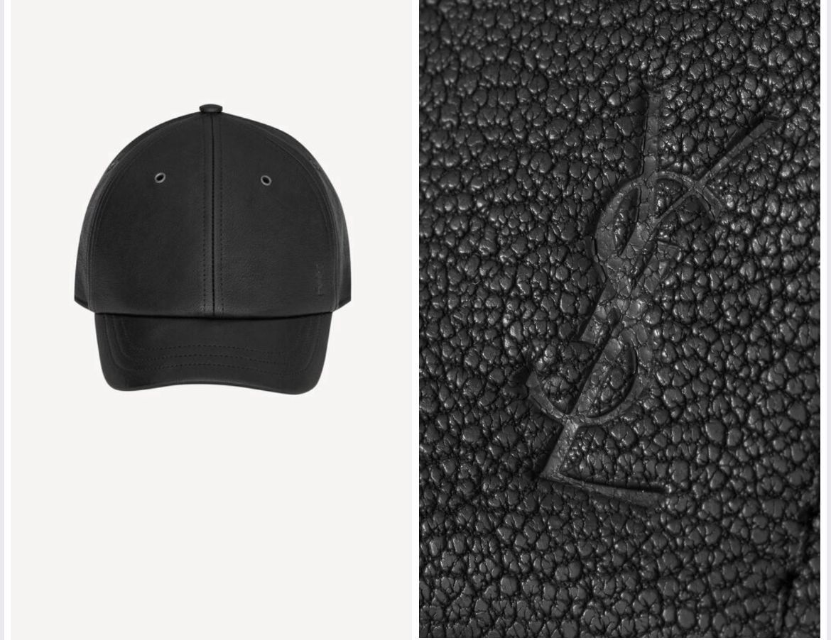 Saint Laurent Paris o1b1hav110525 Size: 59 / Cassandre Leather Hat / Cap Black Size ONE SIZE - 2 Thumbnail