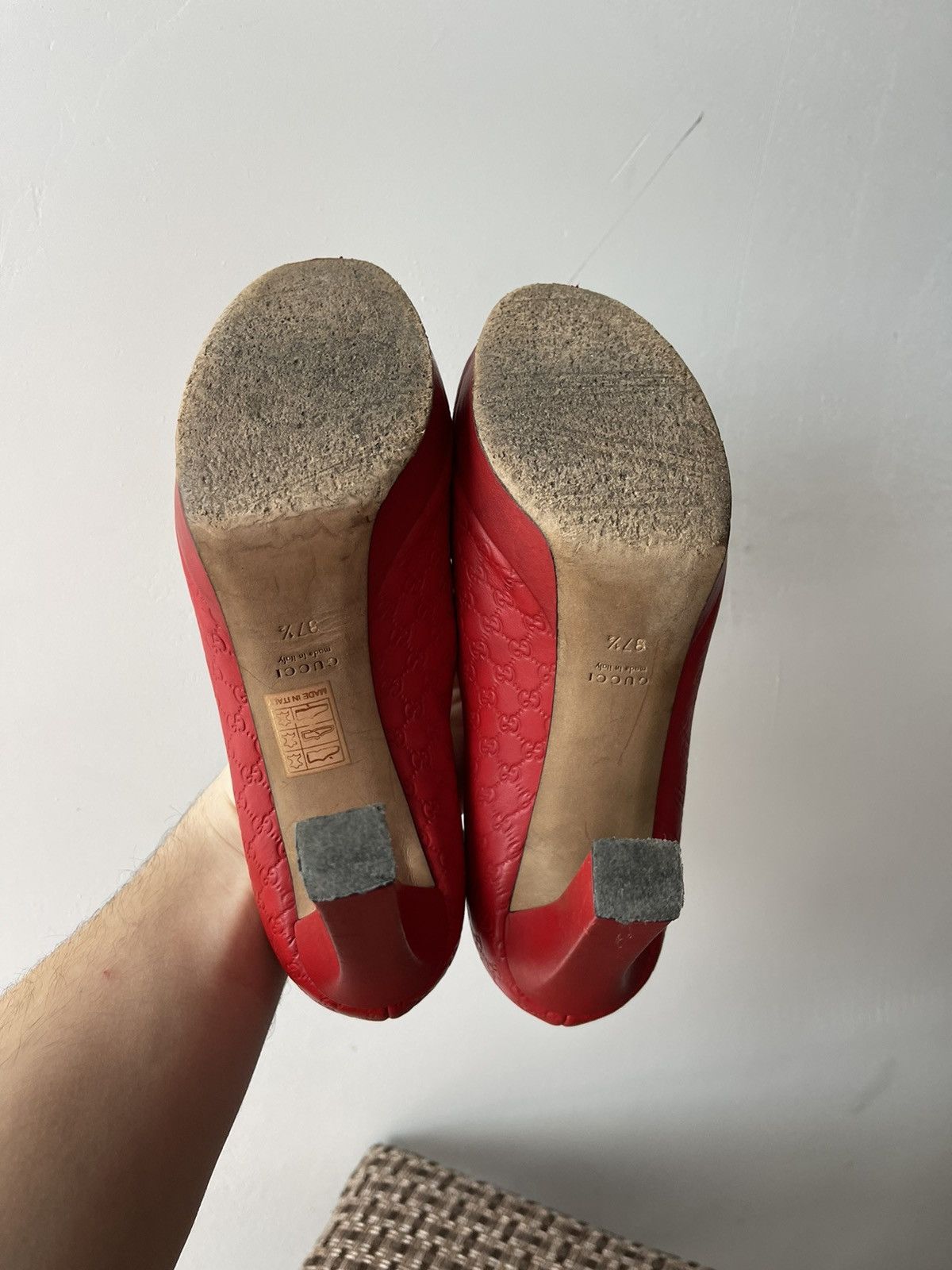 Gucci Authentic GUCCI Red Guccissima Leather Heels Pumps Size 37.5 Size US 7.5 / IT 37.5 - 9 Thumbnail