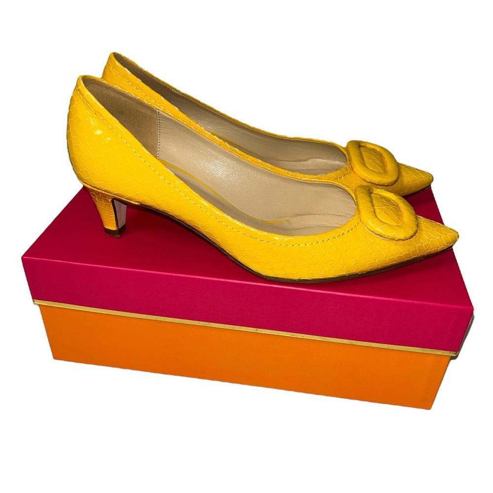Designer kate spade l Rare Simon Yellow Snakeskin Heels 8.5 Size US 8.5 / IT 38.5 - 1 Thumbnail