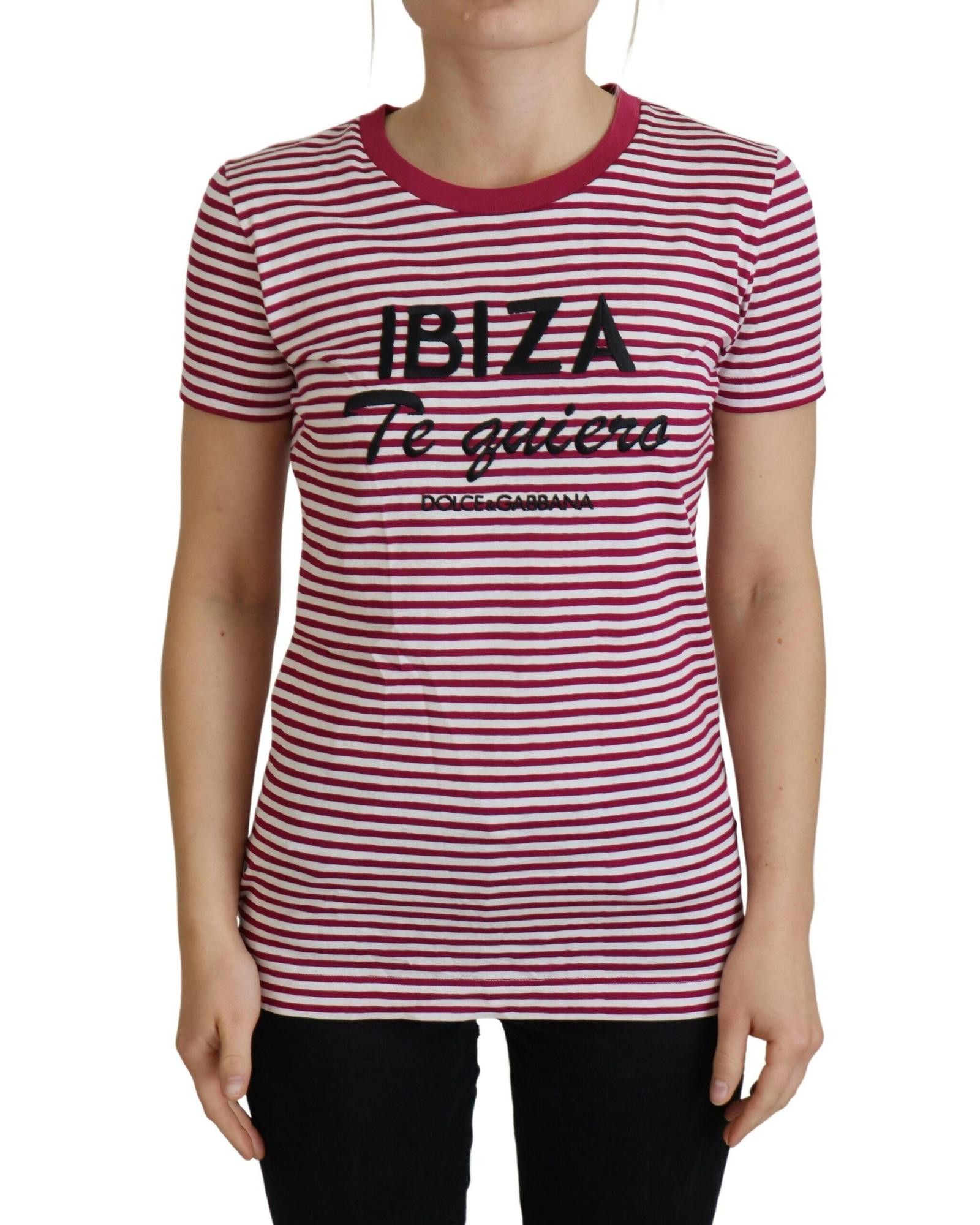 image of Dolce Gabbana Ibiza Exclusive Striped T-Shirt in Pink, Women's (Size Medium)