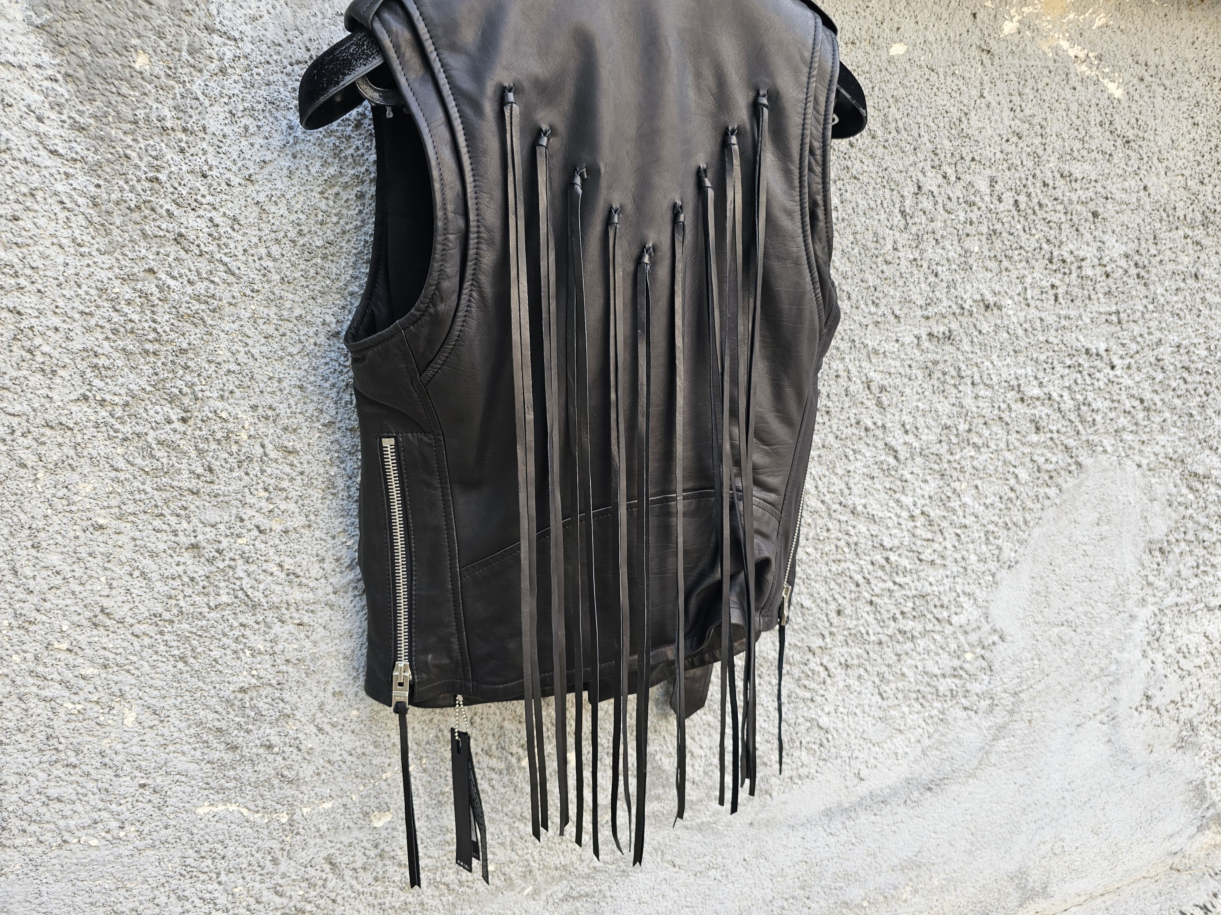 Amiri $3200 AMIRI Black Fringed Women's Biker Leather Vest Size M / US 6-8 / IT 42-44 - 18 Thumbnail