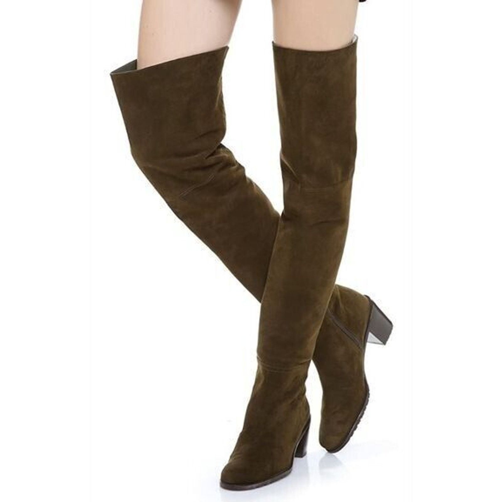 Stuart Weitzman NIB STUART WEITZMAN Hitest Olive Suede Over The Knee Boots 8 Size US 8 / IT 38 - 2 Thumbnail