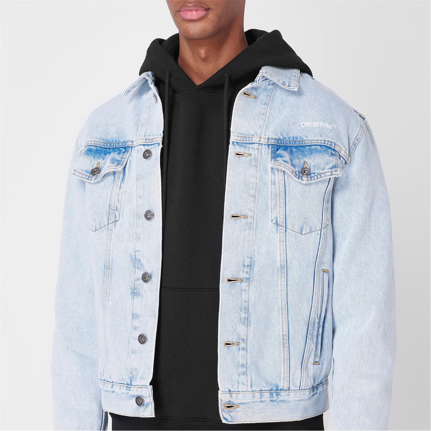 Off-White o1g2r1mq0226 Diagonal Print Denim Jacket in Blue Size US S / EU 44-46 / 1 - 3 Thumbnail