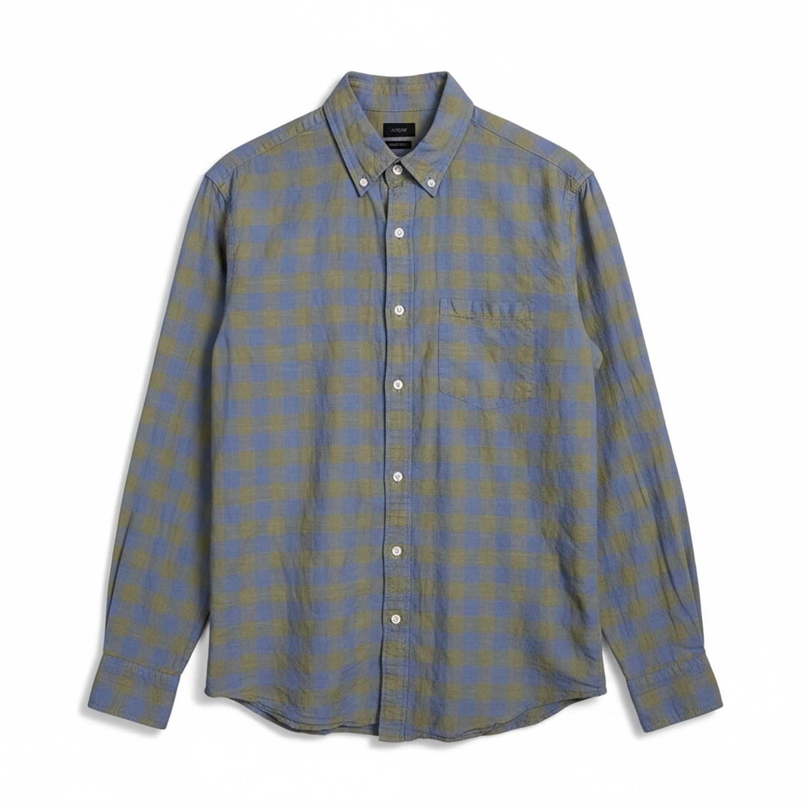 J.Crew J.Crew Men Medium Linen Blend Green Check Baird McNutt Shirt Size US M / EU 48-50 / 2 - 1 Thumbnail