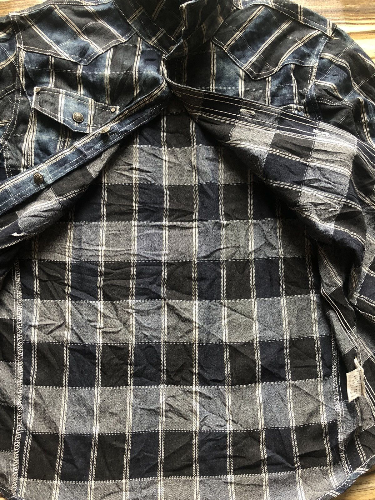 In The Attic B/D shirt Patchwork shadow plaid blue black kapital lgb Size US L / EU 52-54 / 3 - 8 Thumbnail