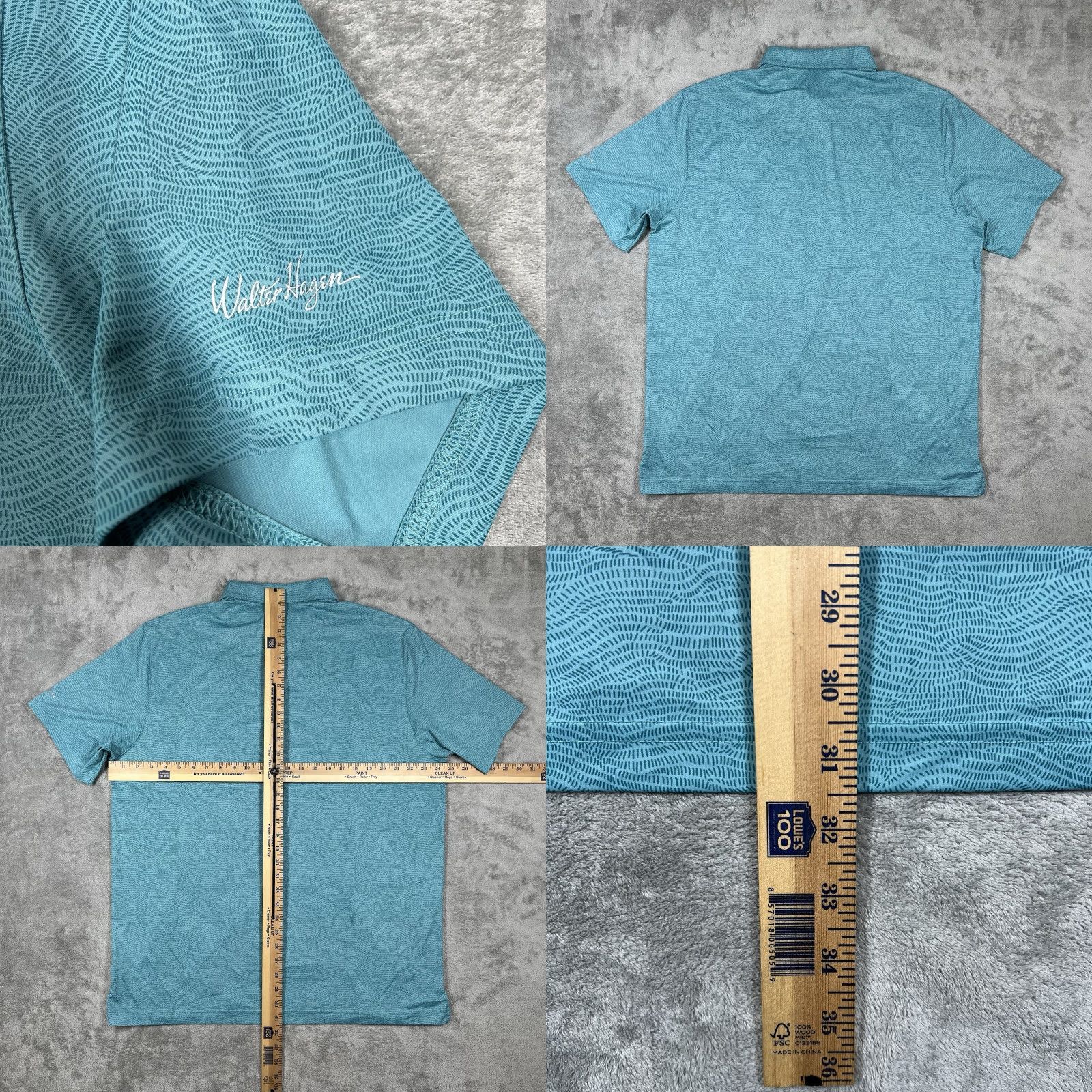 Vintage Walter Hagen Performance Polo Men’s XL Aqua Teal Blue Geometric Golf Perfect 11 Size US XL / EU 56 / 4 - 8 Thumbnail