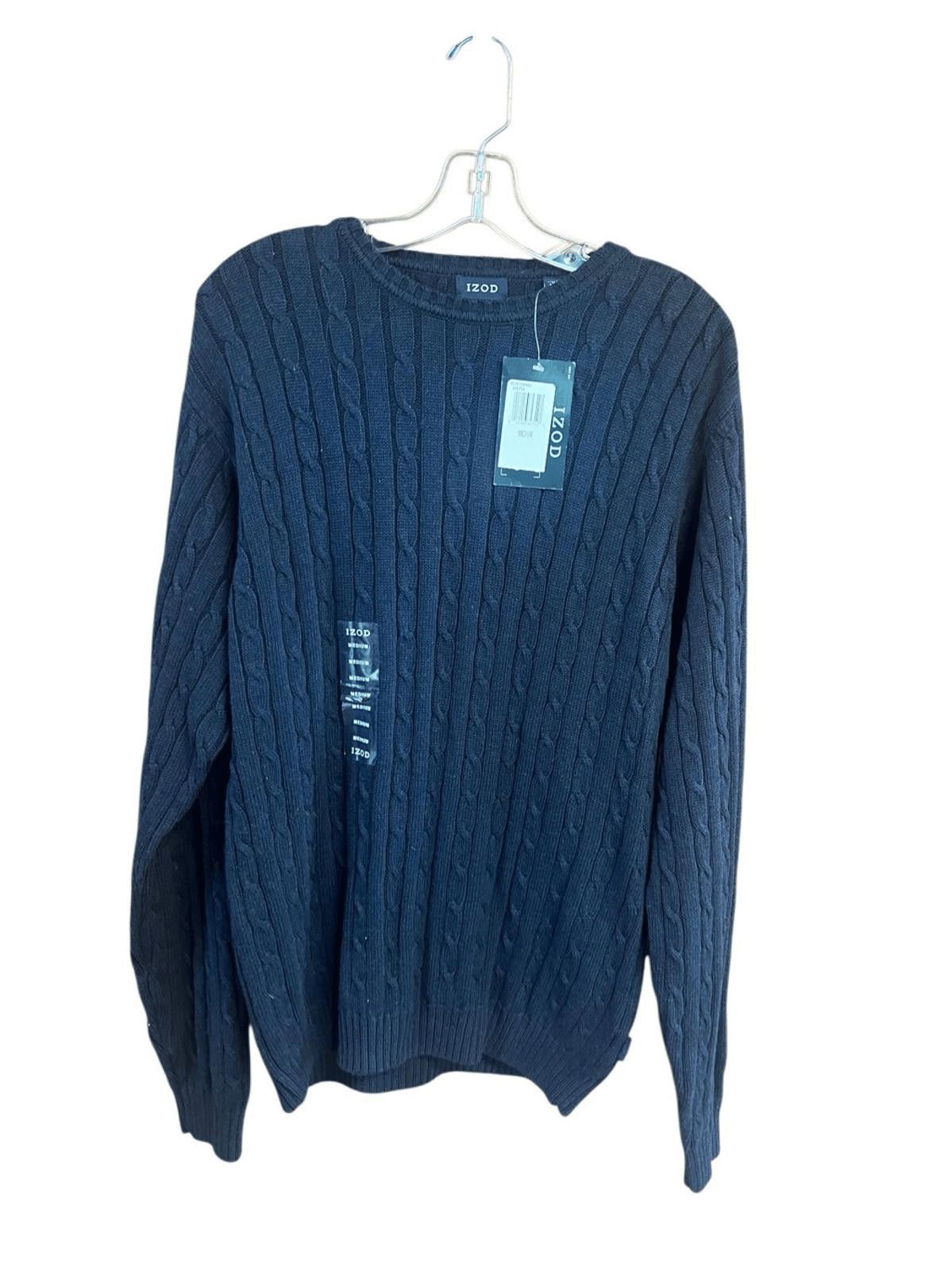 Izod Izod Mens Cable Knit Cotton Sweater Navy Sz M NWT Size US M / EU 48-50 / 2 - 1 Thumbnail