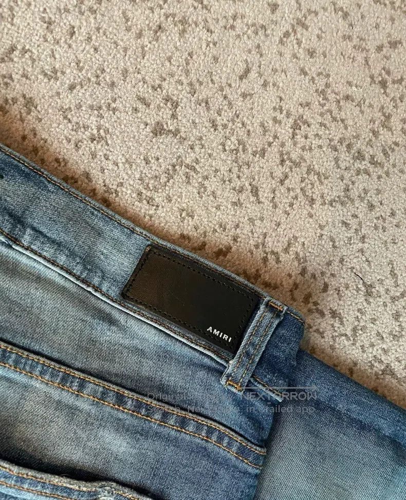 Amiri Amiri Patchwork Leather Crumpled Blue Bull Size 32 Size US 32 / EU 48 - 3 Thumbnail