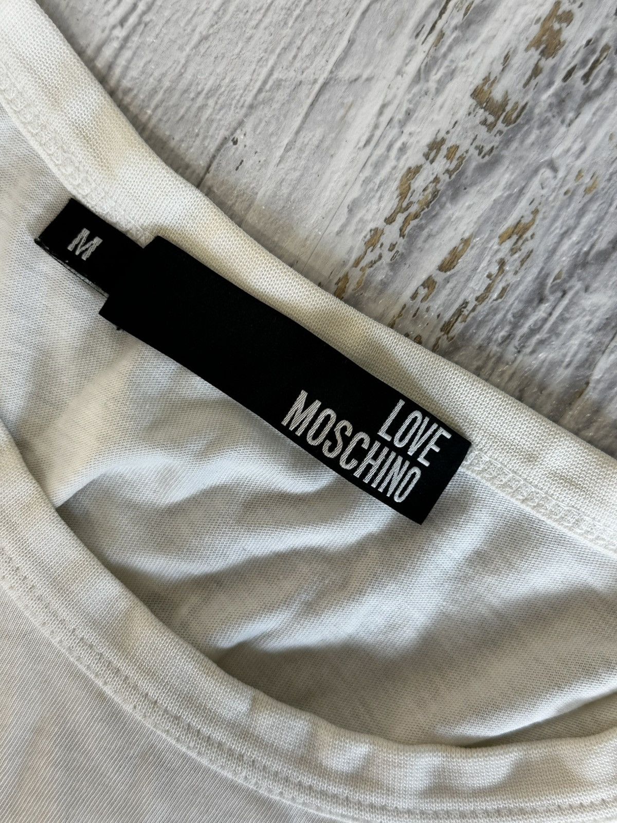 Love Moschino Love Moschino Ivory Printed Cotton Long Sleeve T-Shirt Size M / US 6-8 / IT 42-44 - 2 Thumbnail