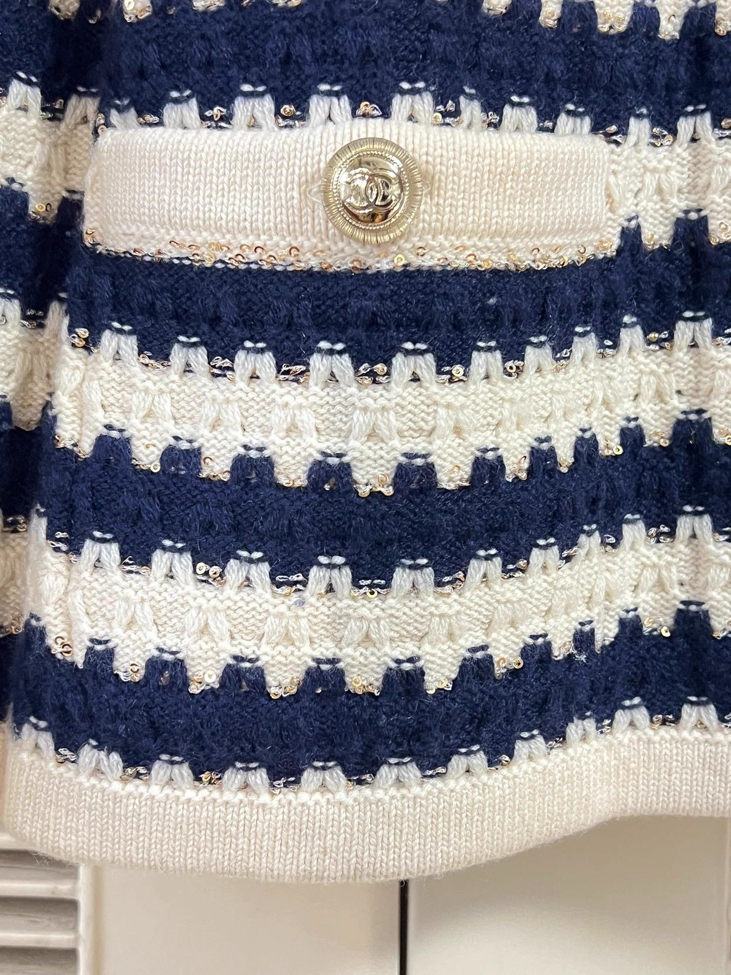 Chanel Chanel blue white striped jacket 38 mint sequin Size S / US 4 / IT 40 - 5 Thumbnail