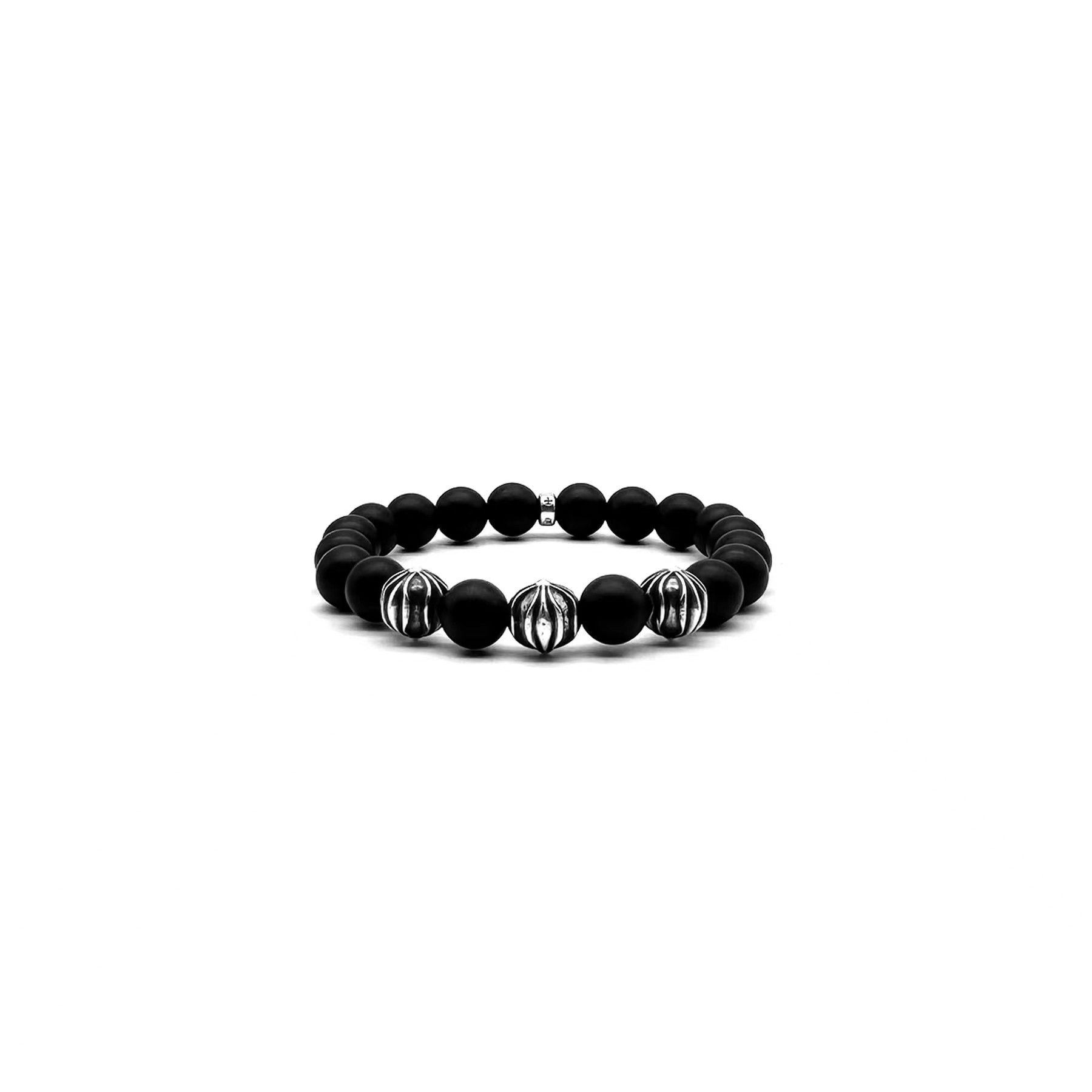 Chrome Hearts Chrome Hearts 10mm Frosted Black 4 Silver Beaded Bracelet Size ONE SIZE - 3 Thumbnail